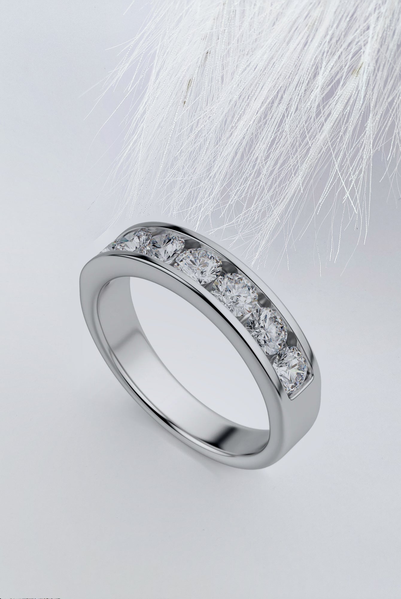 Round Cut Moissanite Seven Stone Diamond Wedding Band