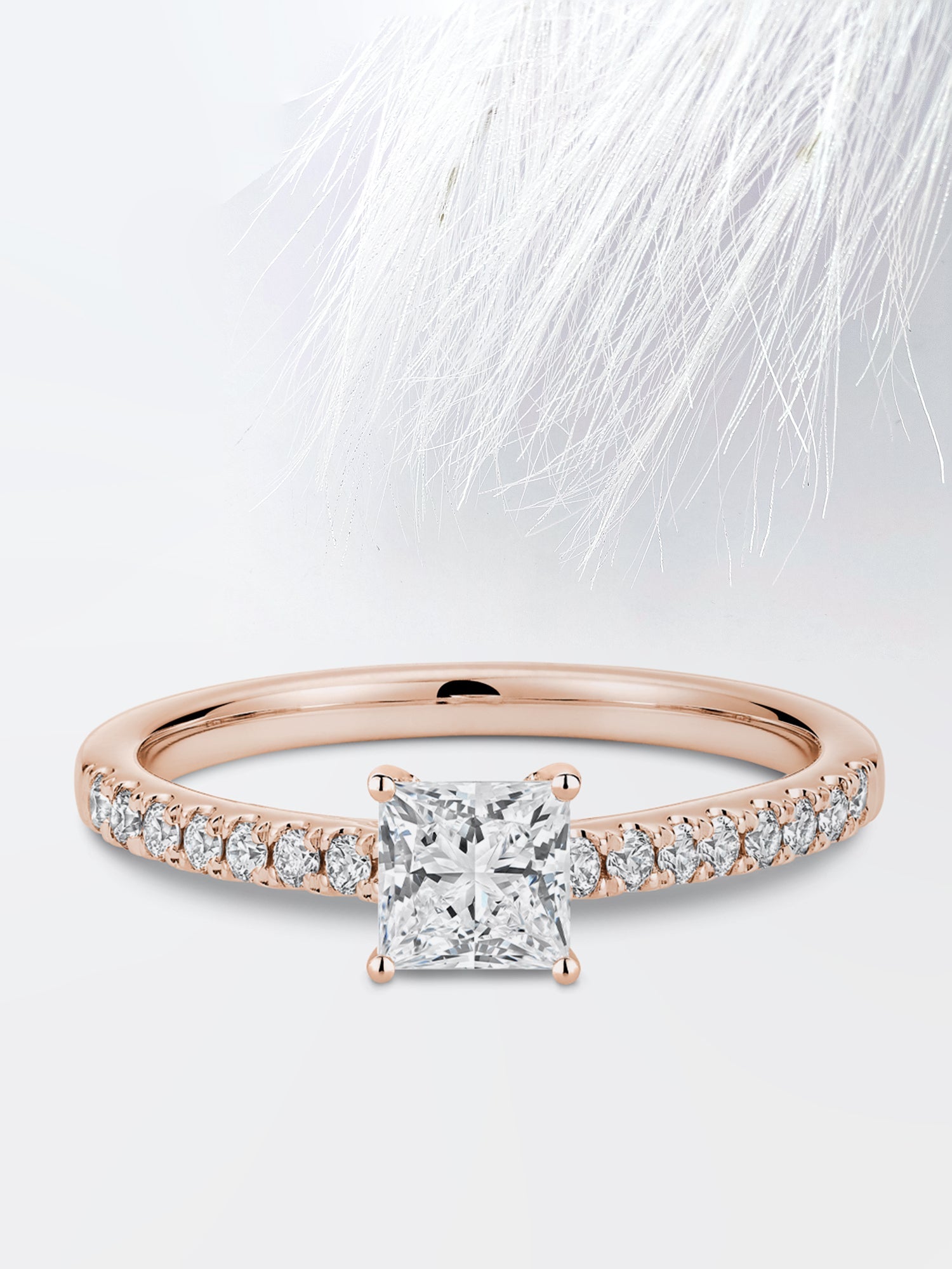 Princess Diamond Pave Moissanite Engagement Ring For Women