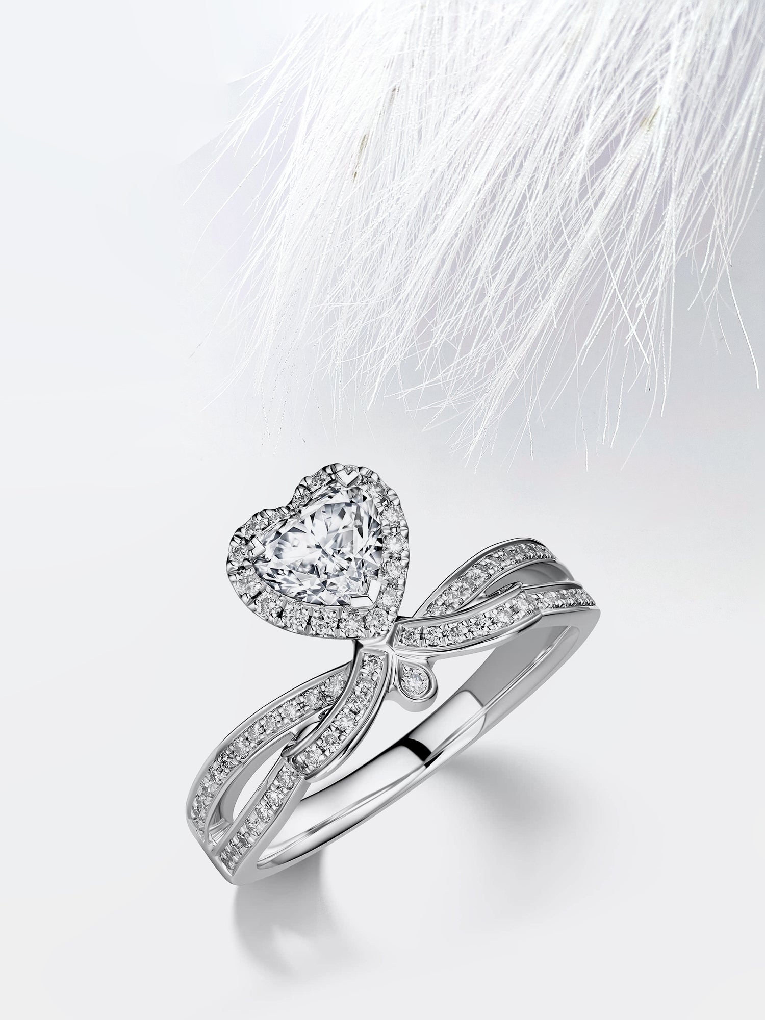 Heart Moissanite Channel Set Diamond Engagement Ring For Women