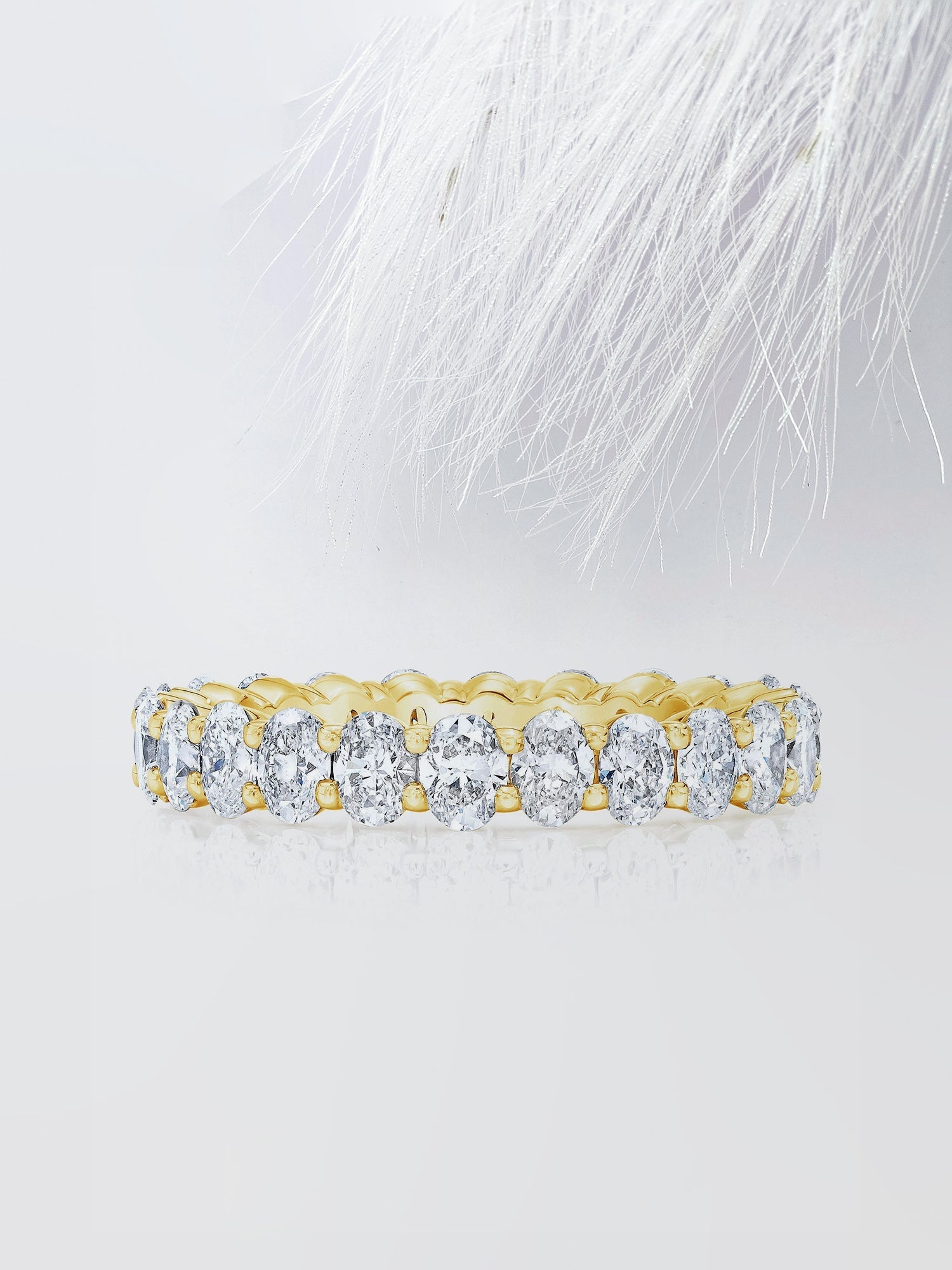 Oval Moissanite Full Eternity Diamond Wedding Band in White Gold