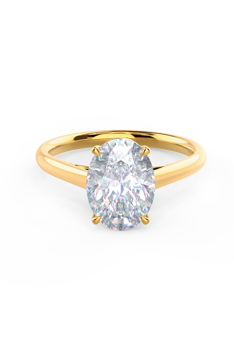 1.75ct Oval Cathedral Set Moissanite Diamond Solitaire Engagement Ring