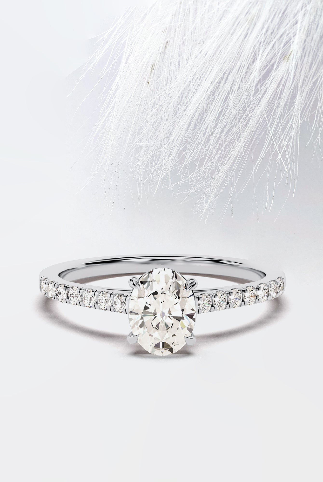 Oval Cut Diamond Moissanite Pave Engagement Ring For Women