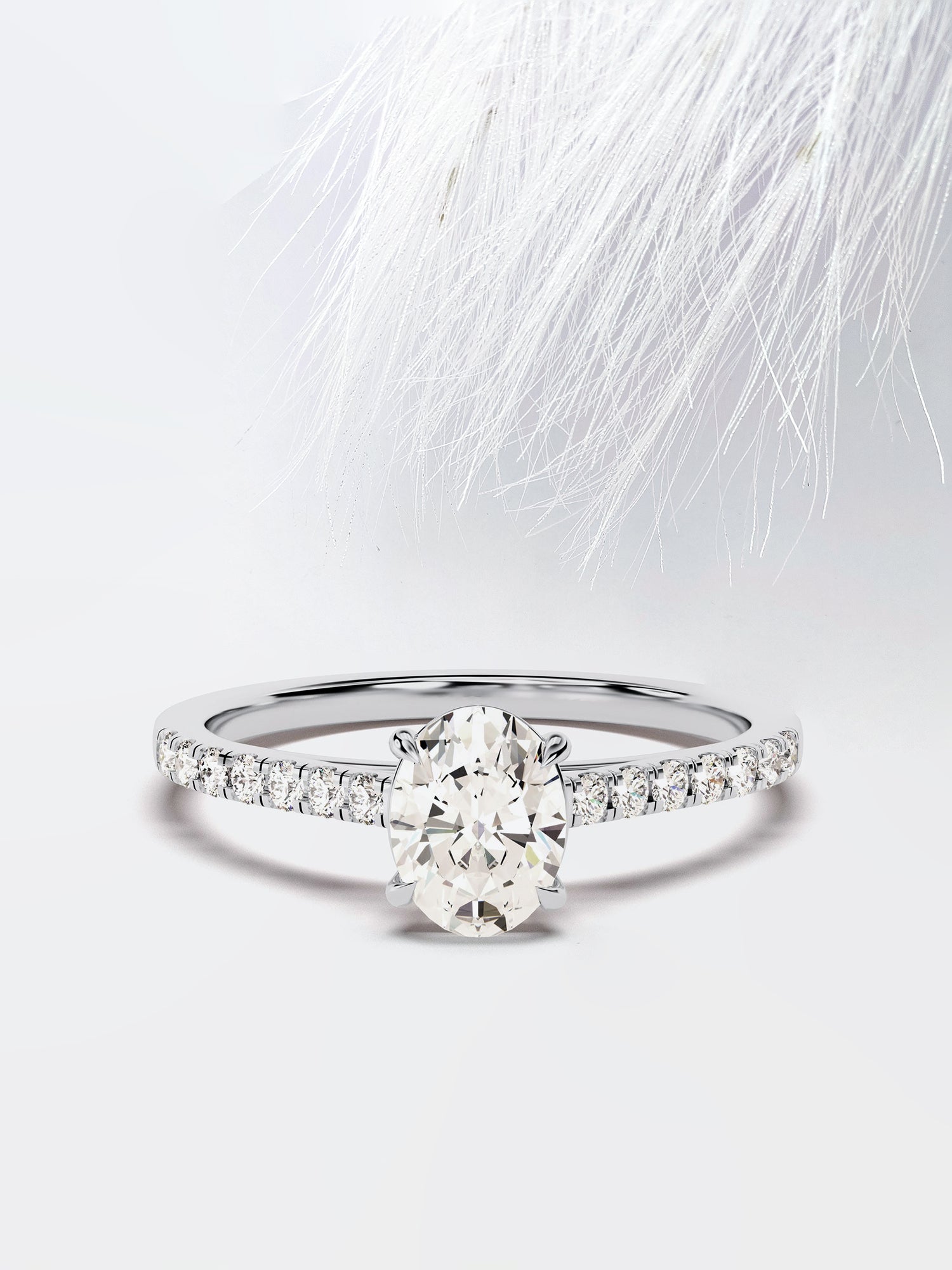 Oval Cut Diamond Moissanite Pave Engagement Ring For Women