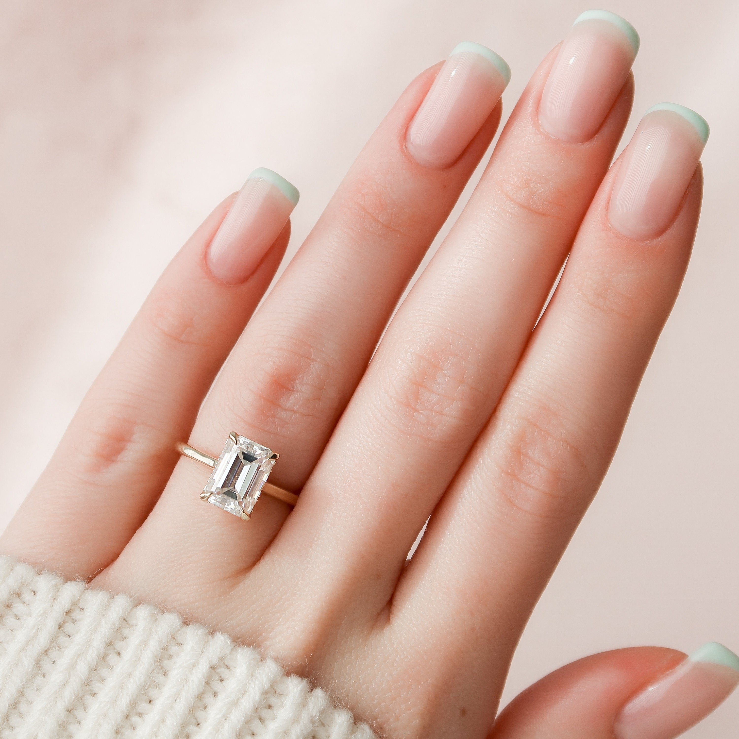 Cathedral Set Moissanite Ring