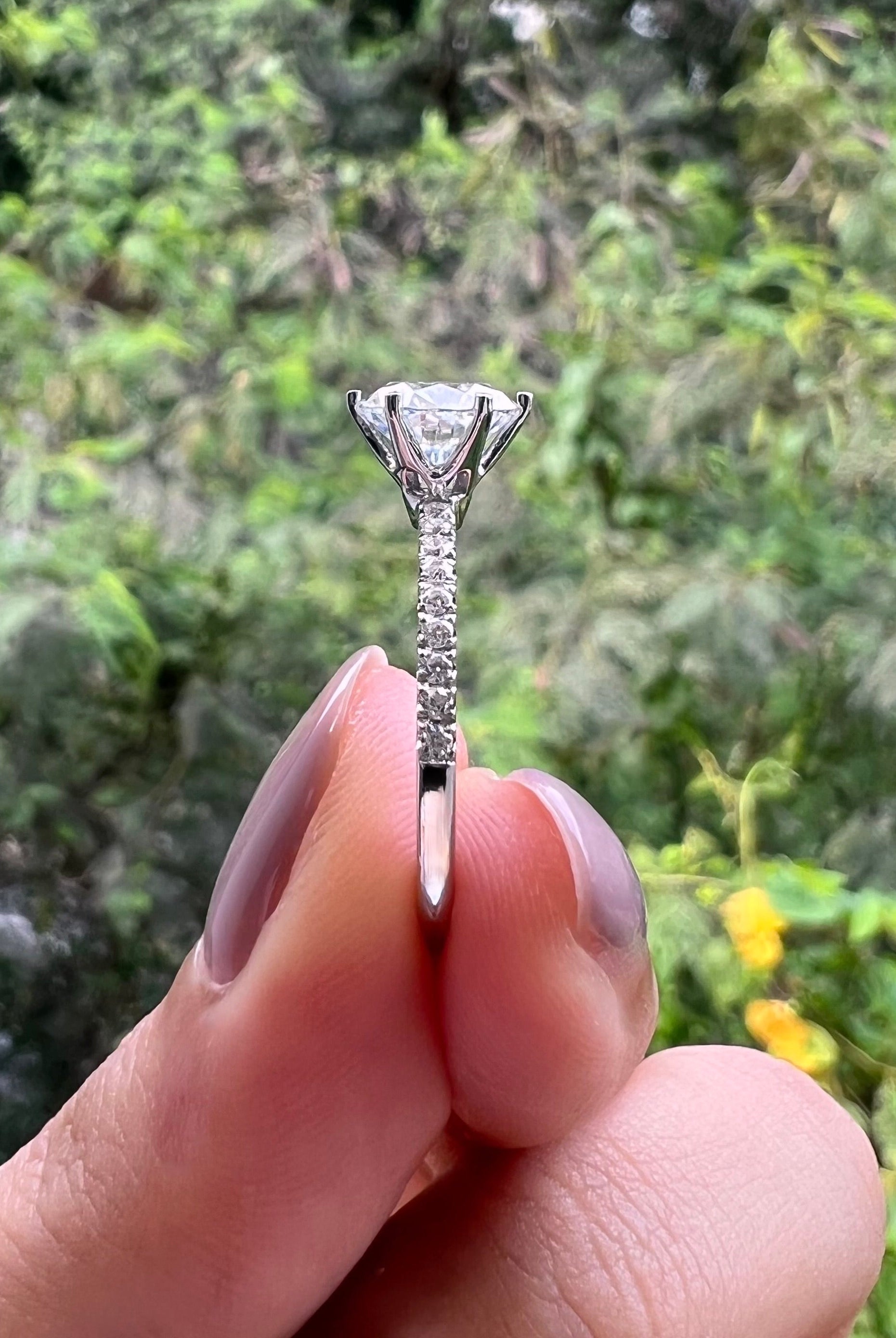 round-cut-solitaire-pave-moissanite-engagement-ring
