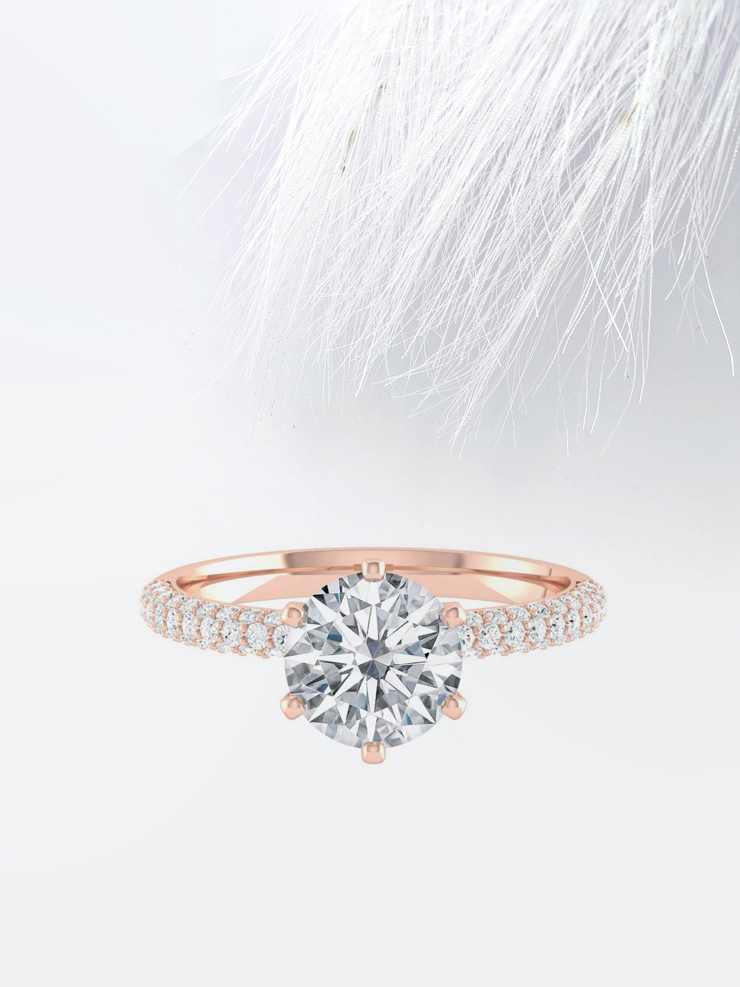 Round Cut Moissanite Pave Diamond Engagement Ring For Women