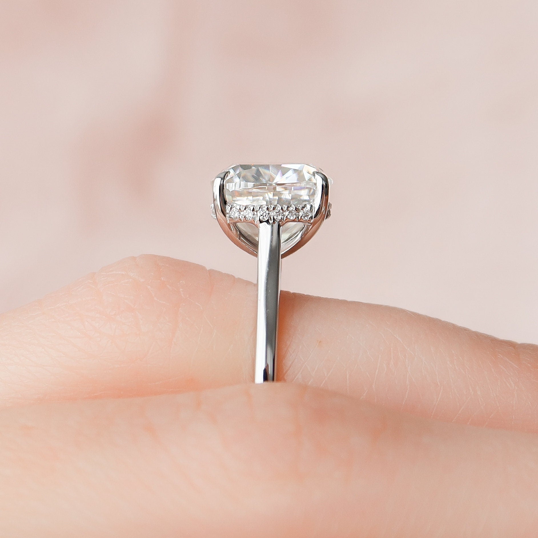 Cathedral Set Moissanite Ring