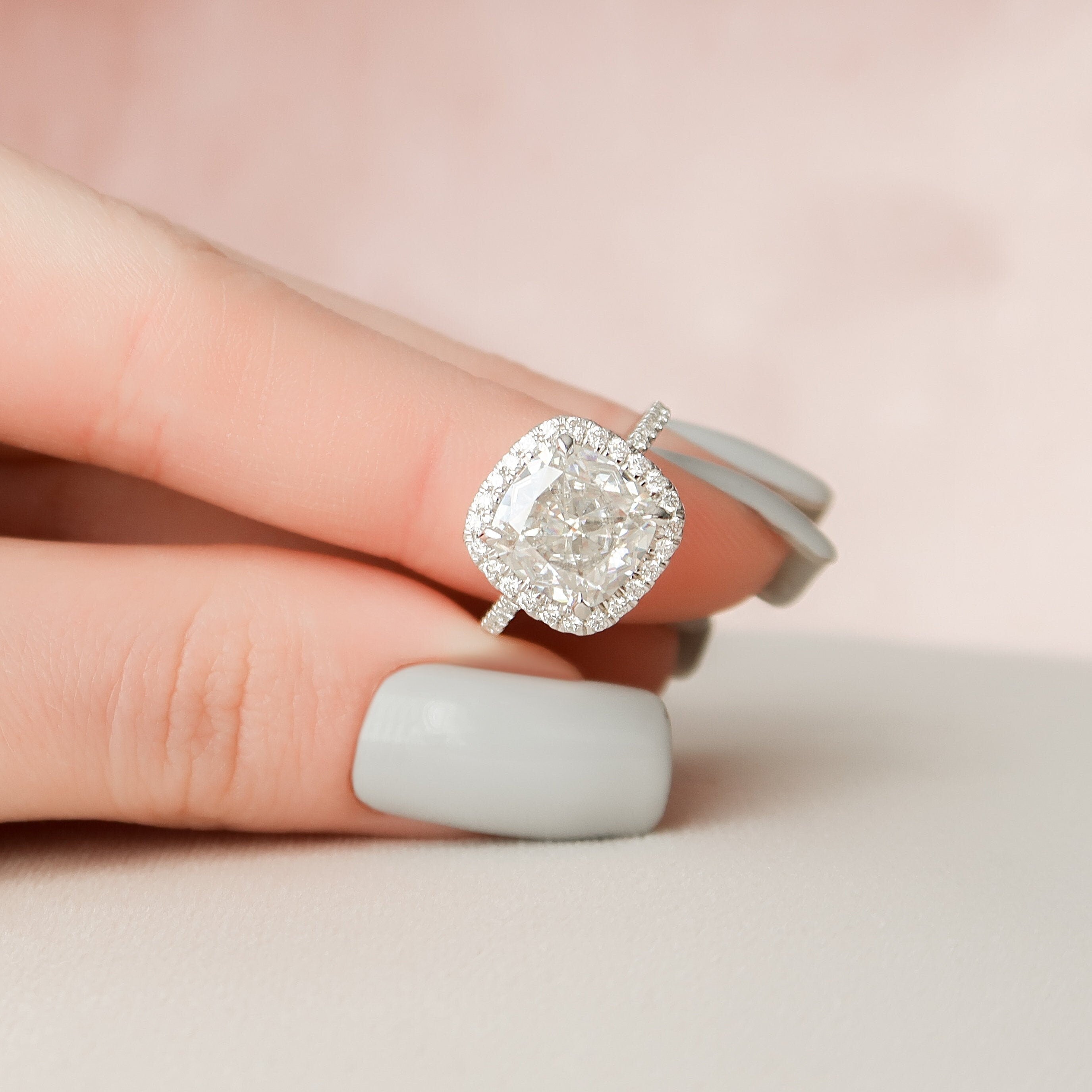 4.0CT Cushion Halo Ring