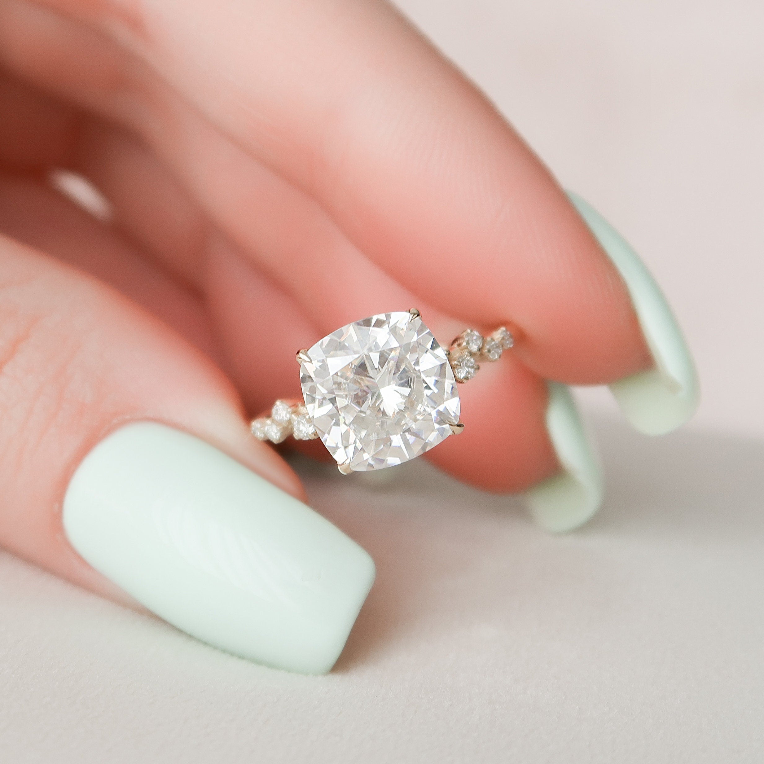4.0CT Cushion Moissanite Ring