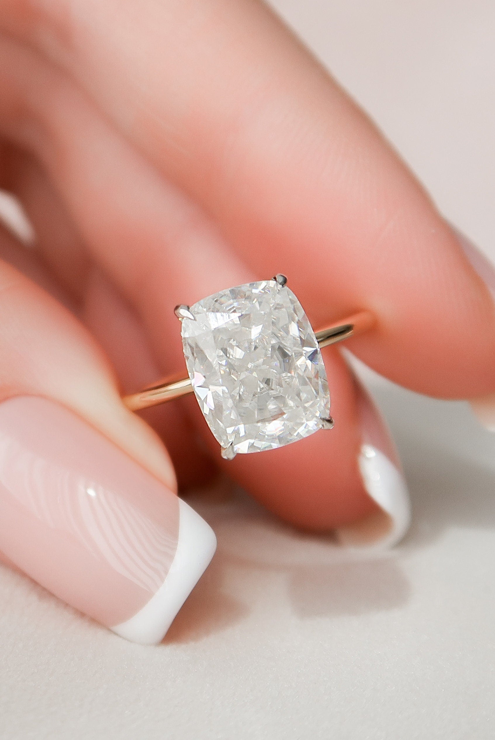 Elongated Cushion Cut Moissanite Ring