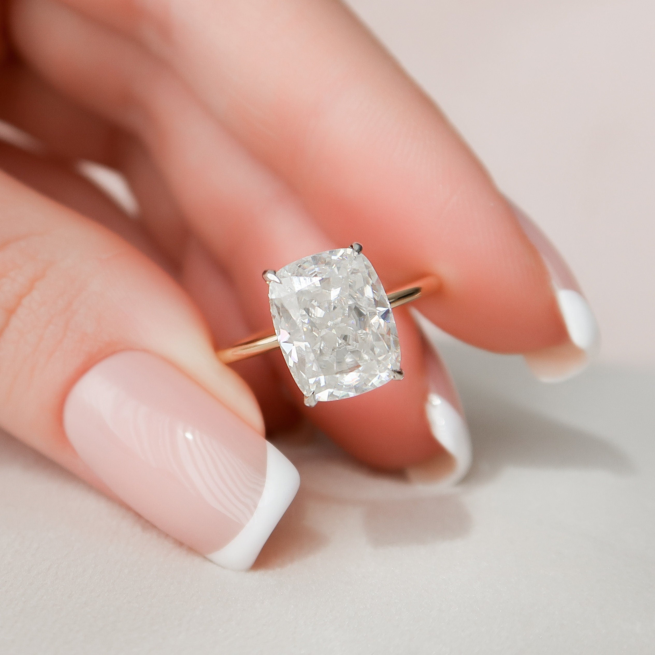 Elongated Cushion Cut Moissanite Ring