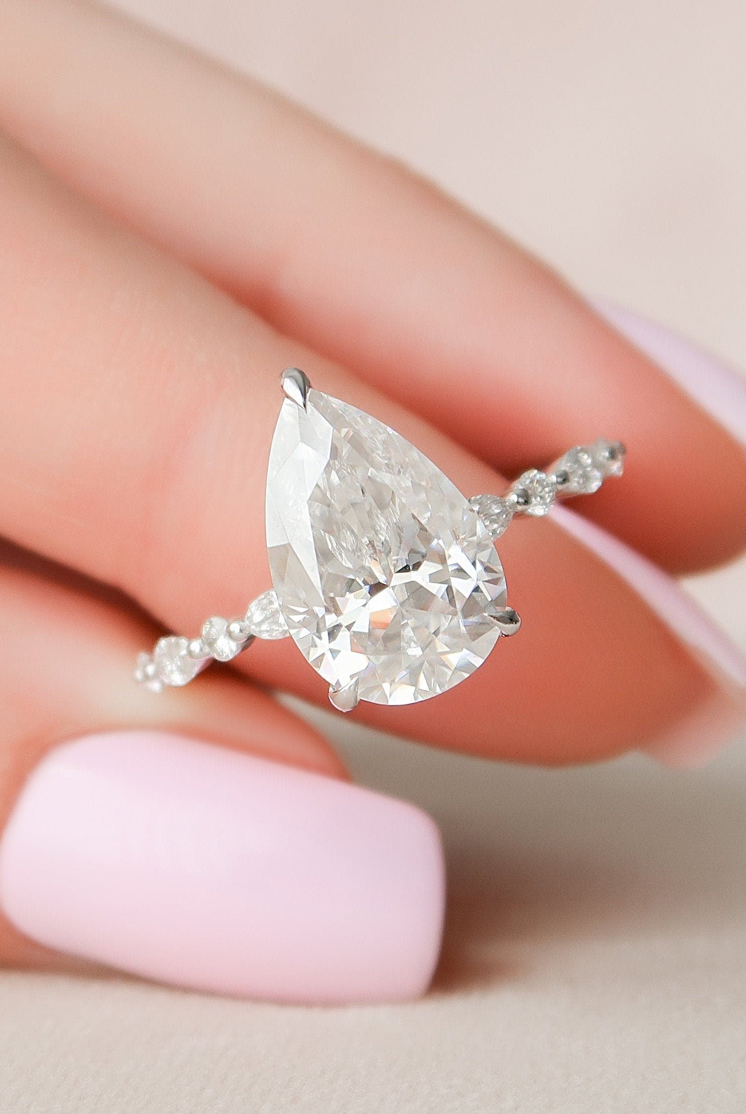 Pear Cut Moissanite Ring