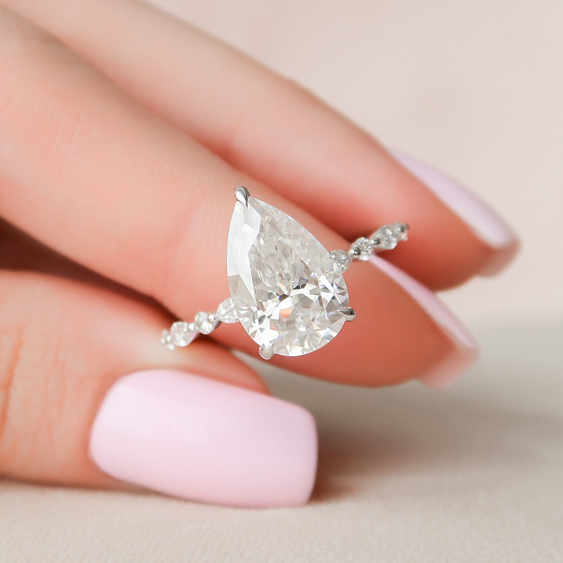 Pear Cut Moissanite Ring