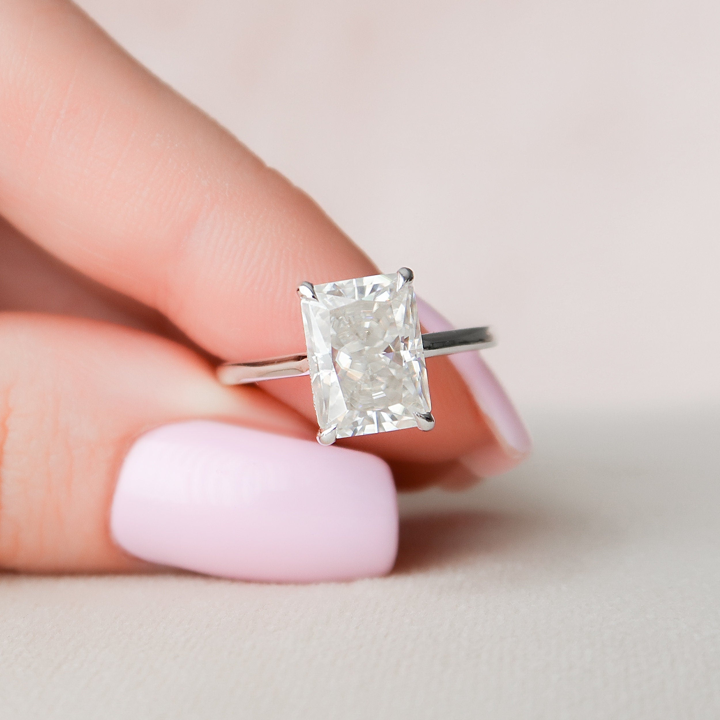 Cathedral Set Moissanite Ring