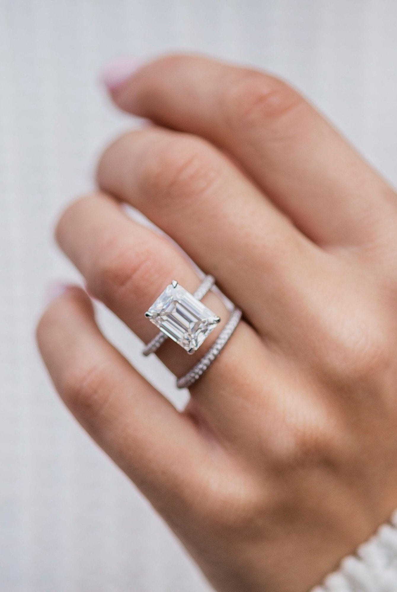 Emerald Cut Moissanite Ring