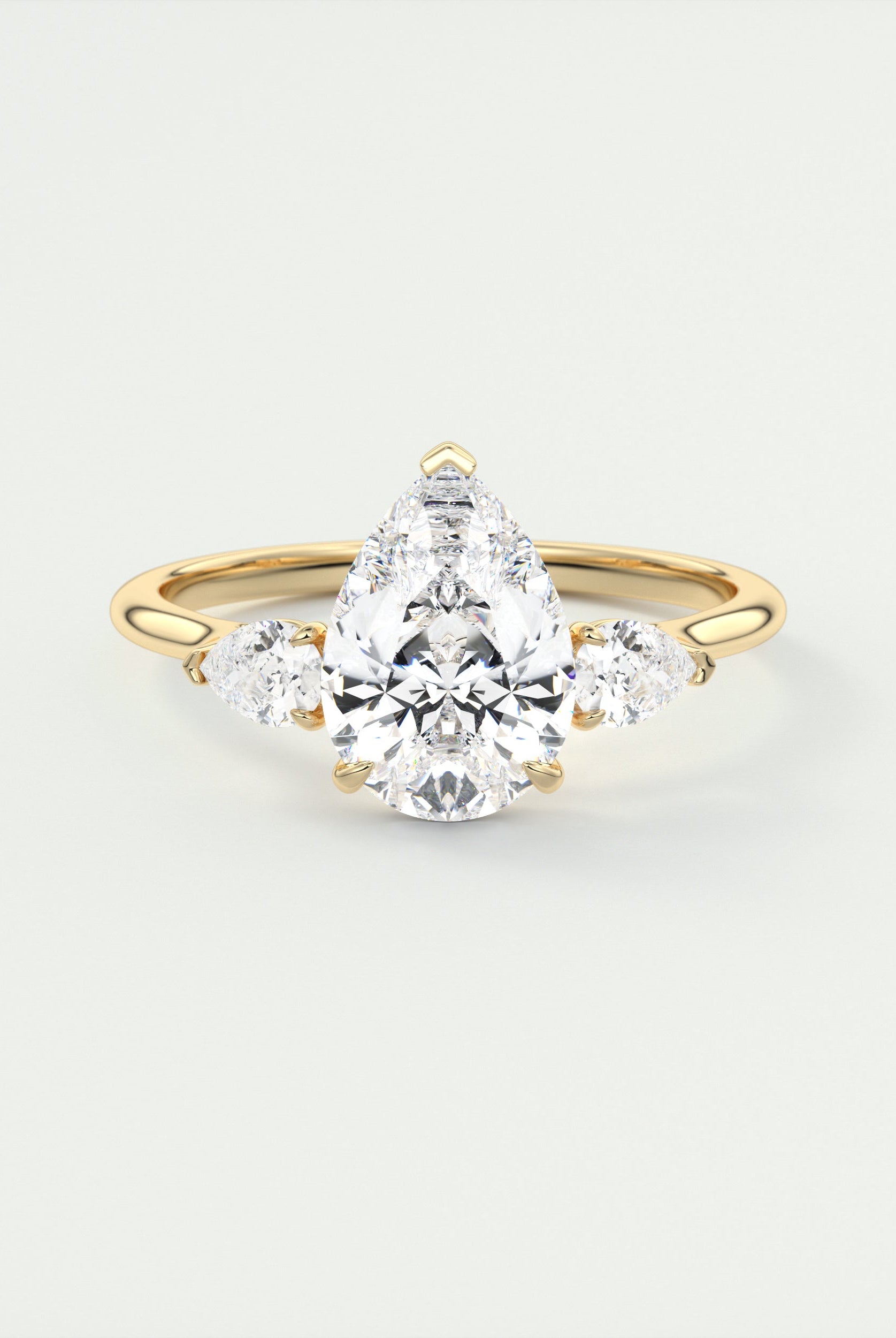 2CT Pear Cathedral Set Moissanite Diamond Solitaire Engagement Ring