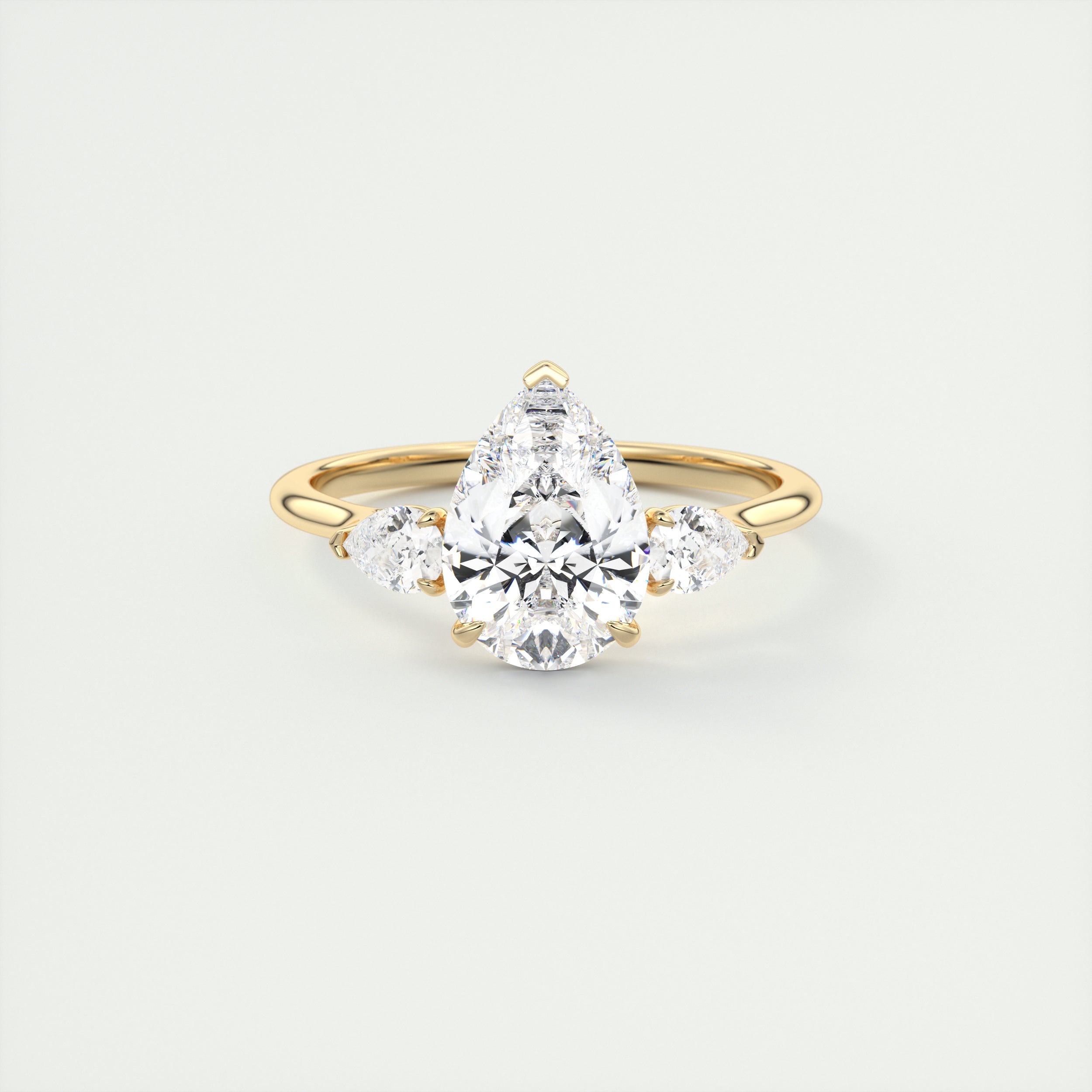 2CT Pear Cathedral Set Moissanite Diamond Solitaire Engagement Ring