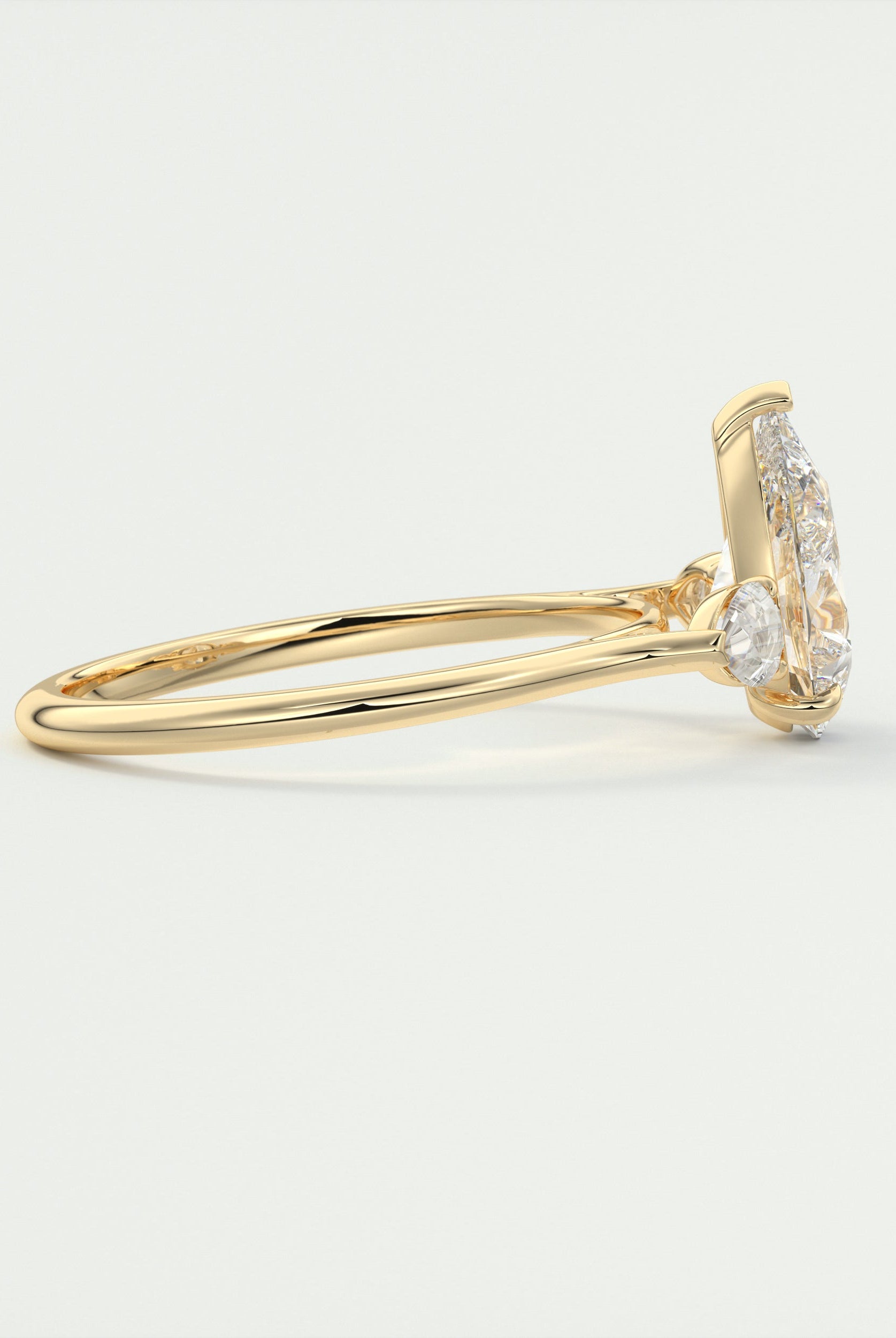 2CT Pear Cathedral Set Moissanite Diamond Solitaire Engagement Ring