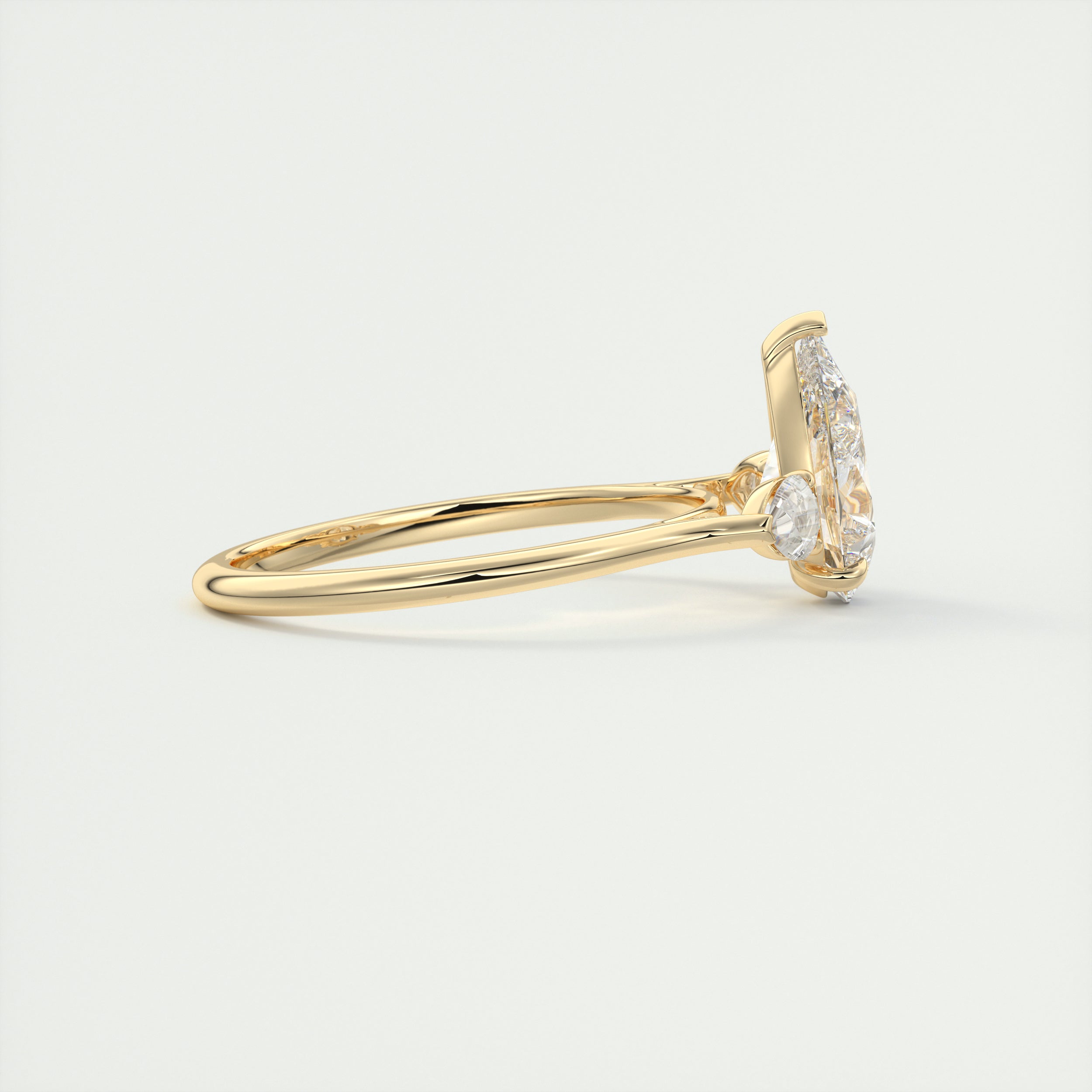 2CT Pear Cathedral Set Moissanite Diamond Solitaire Engagement Ring