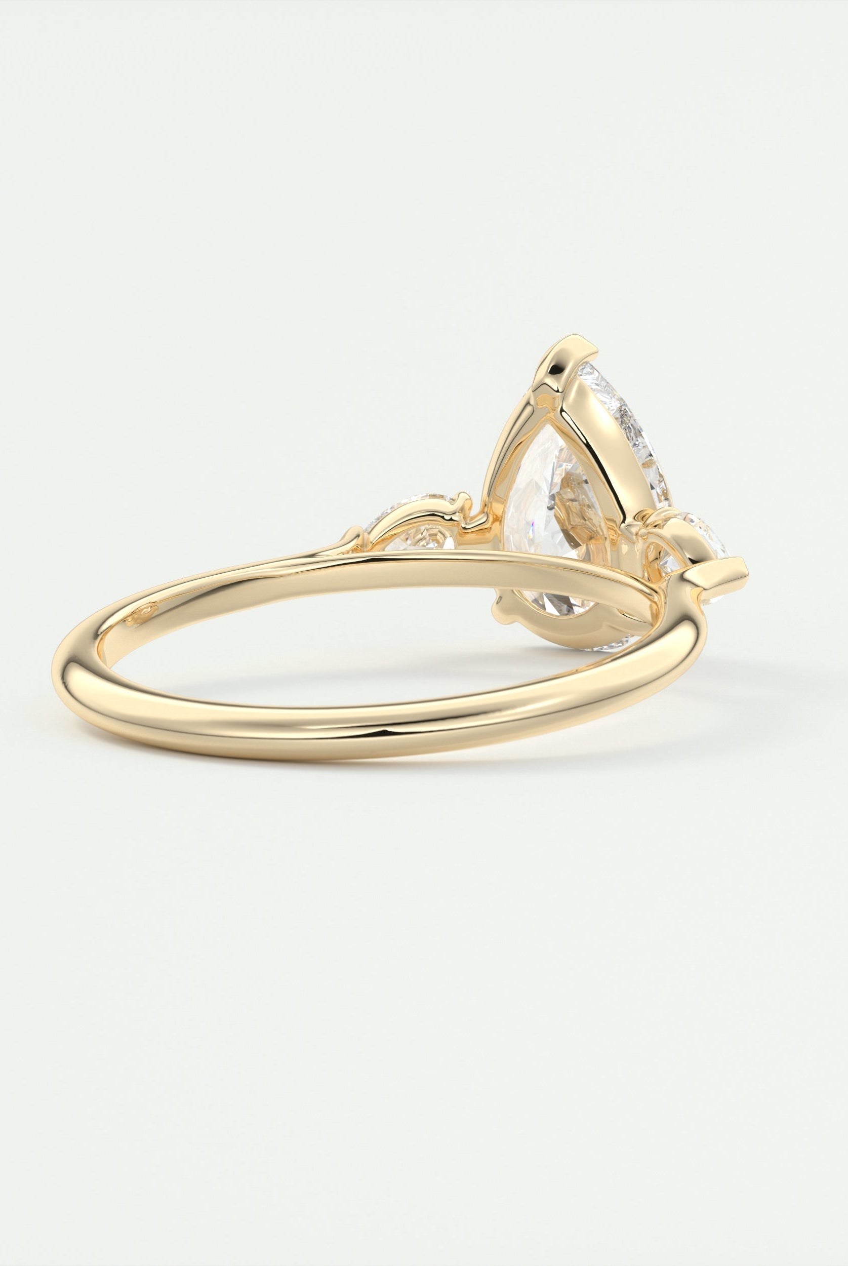 2CT Pear Cathedral Set Moissanite Diamond Solitaire Engagement Ring