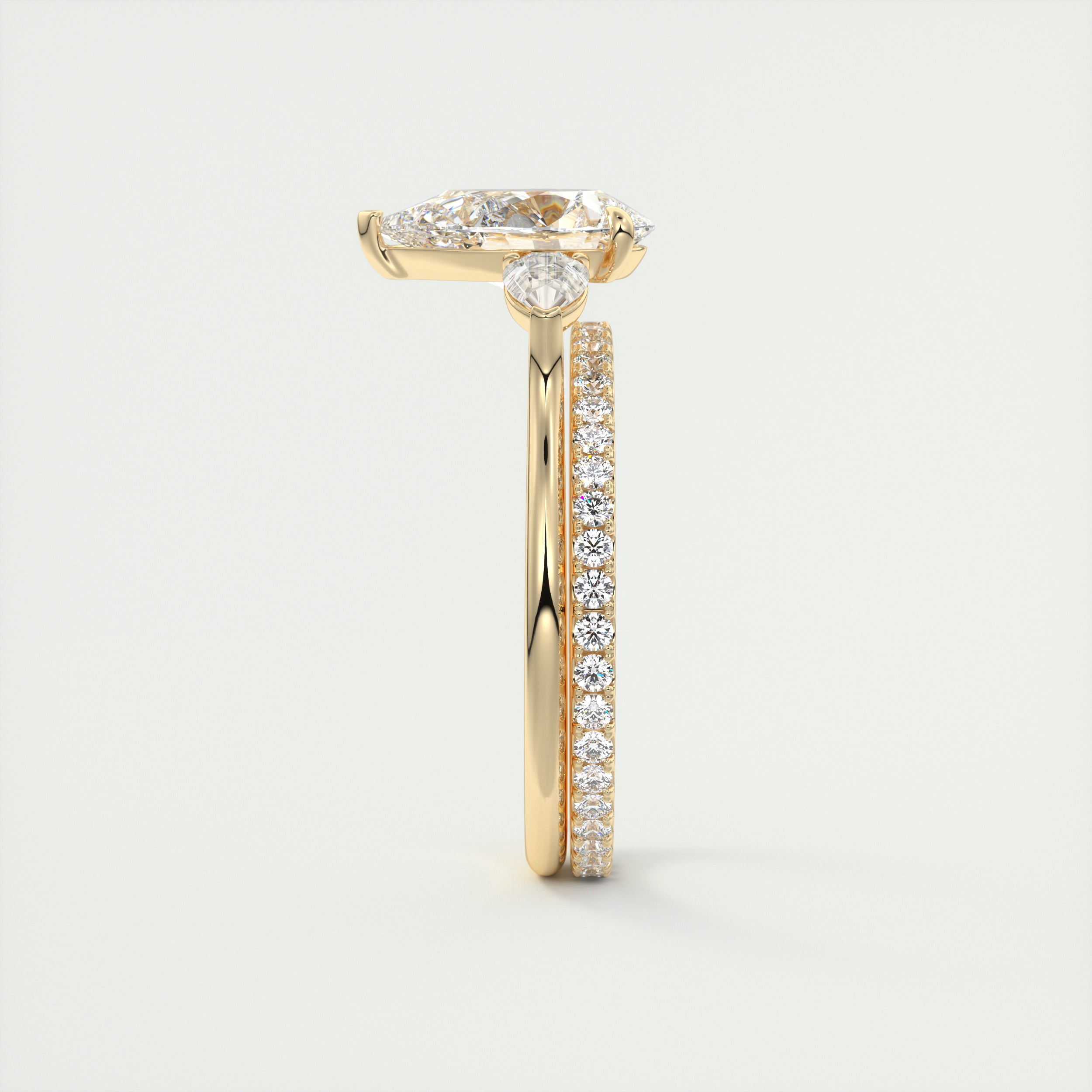 2CT Pear Cathedral Set Moissanite Diamond Solitaire Engagement Ring