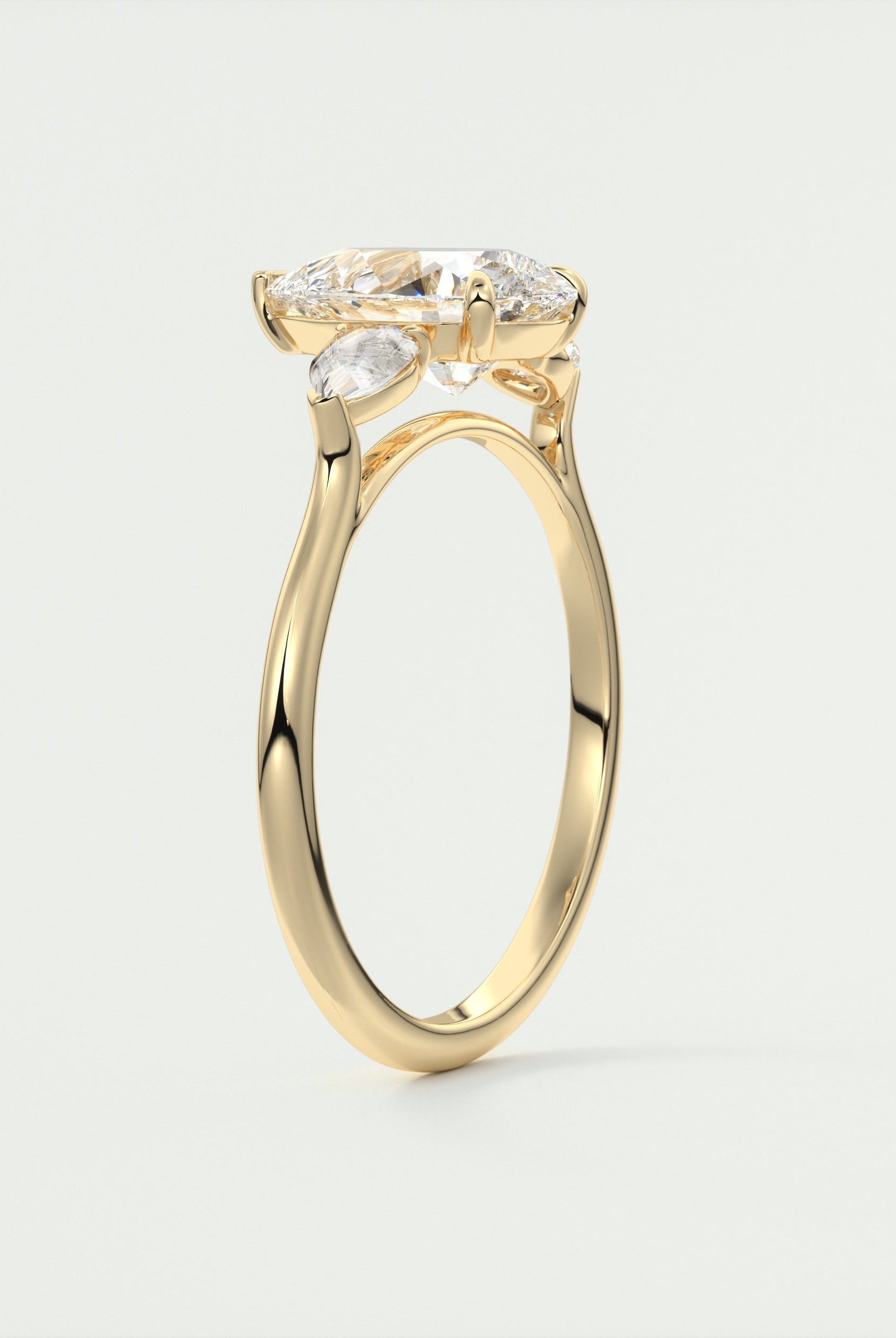 2CT Pear Cathedral Set Moissanite Diamond Solitaire Engagement Ring
