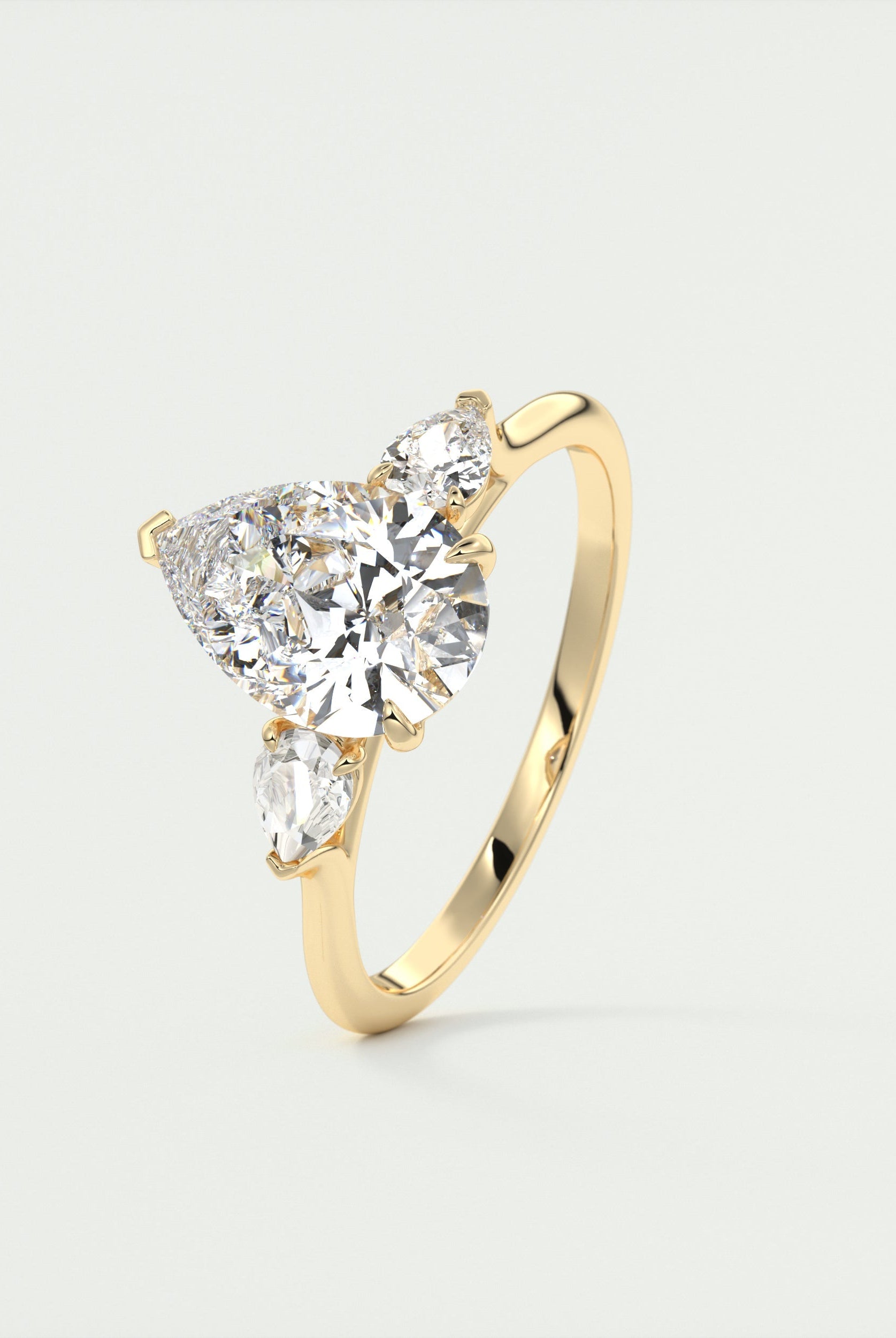 2CT Pear Cathedral Set Moissanite Diamond Solitaire Engagement Ring