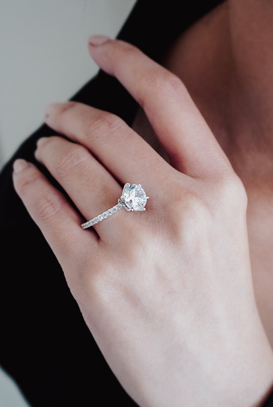 round-shaped-moissanite-solitaire-pave-setting-engagement-ring-2