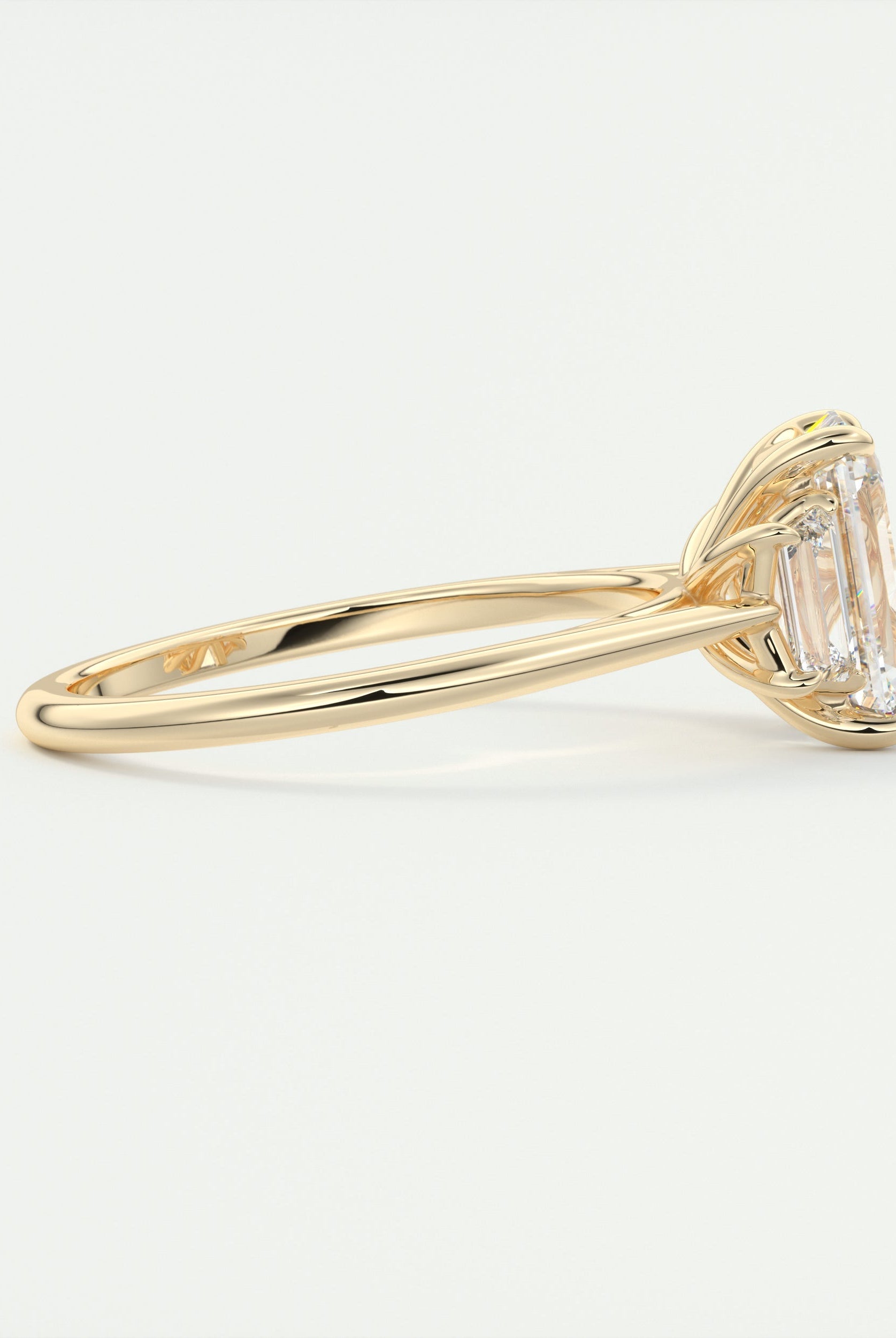 2.0CT Three Stone Emerald Cut Moissanite Diamond Solitaire Engagement Ring
