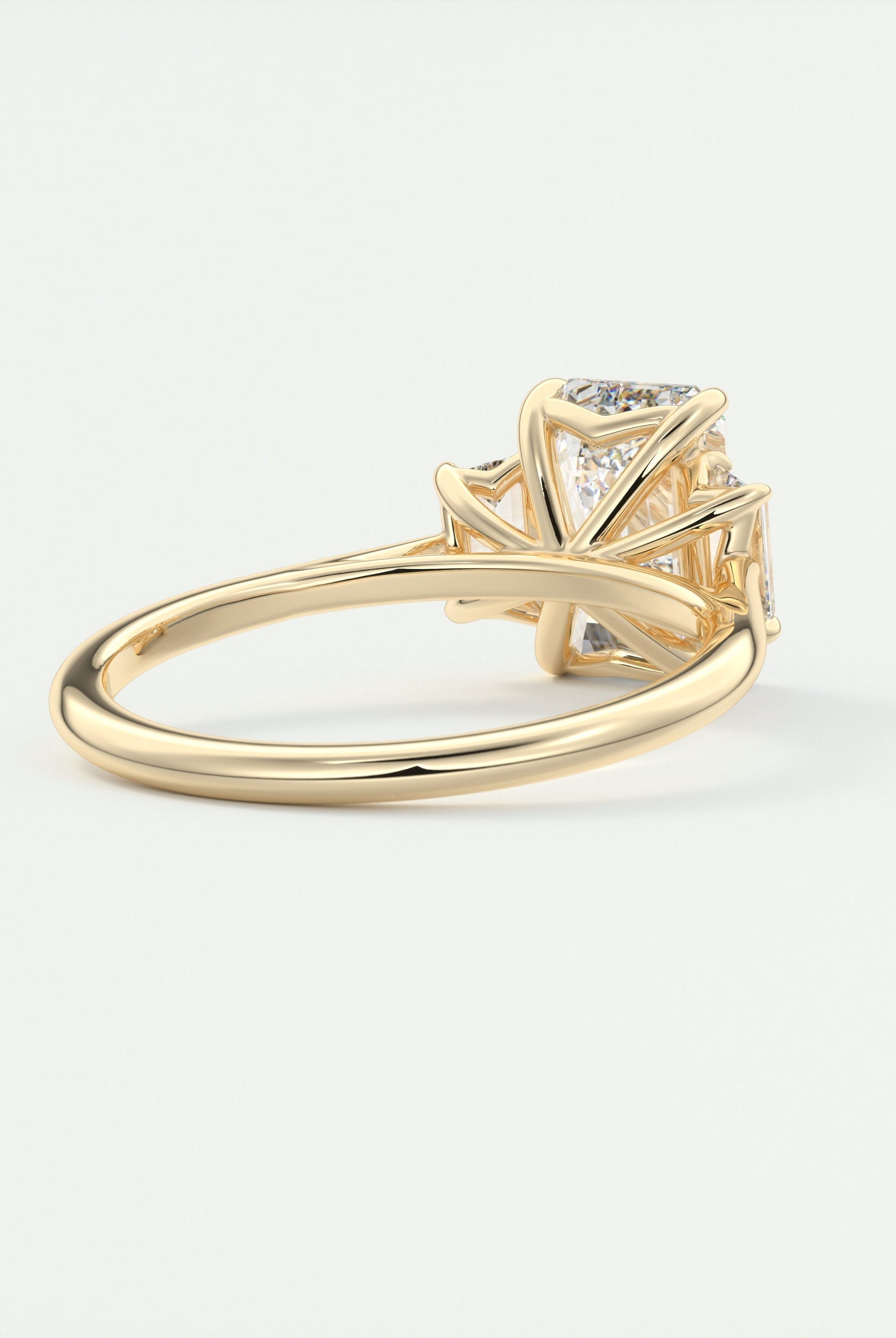 2.0CT Three Stone Emerald Cut Moissanite Diamond Solitaire Engagement Ring