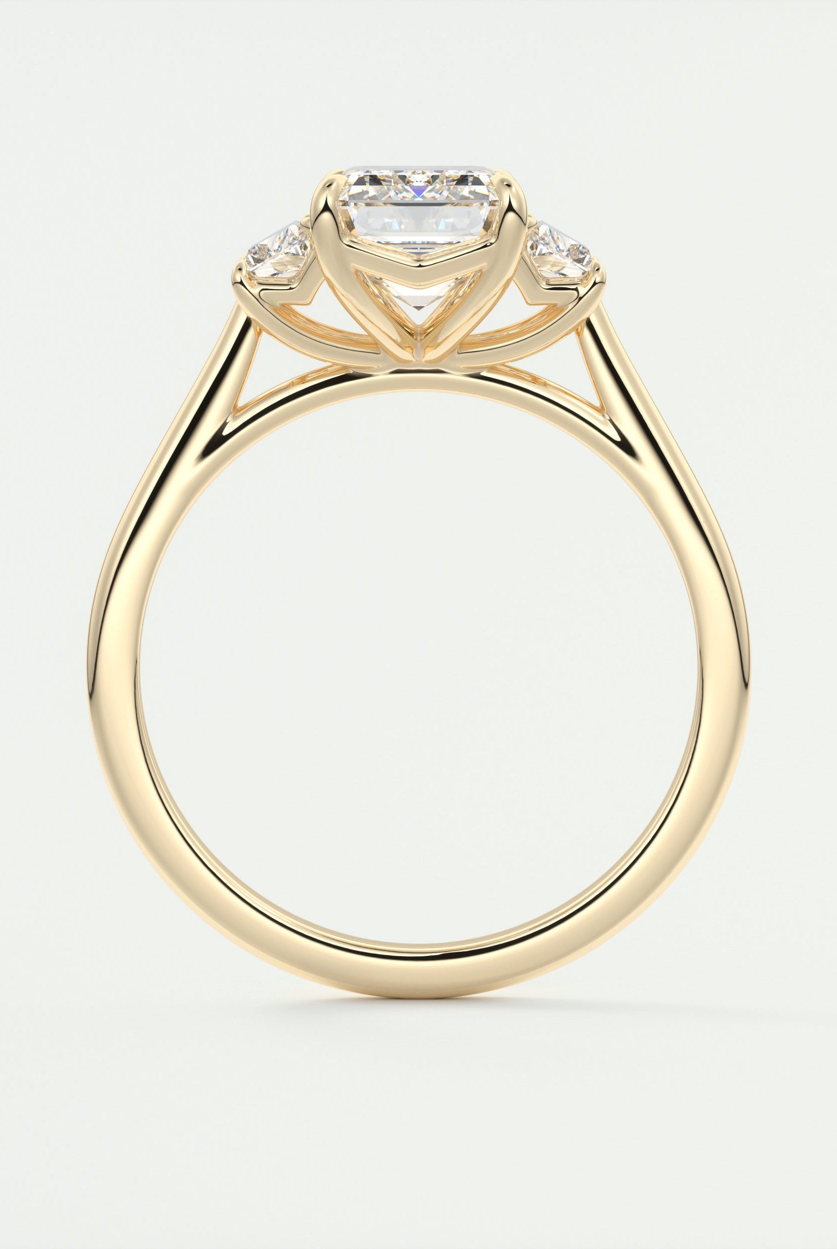 2.0CT Three Stone Emerald Cut Moissanite Diamond Solitaire Engagement Ring
