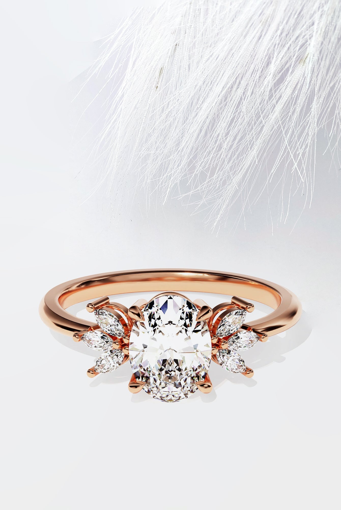 Oval Cut Diamond Cluster Moissanite Engagement Ring For Her