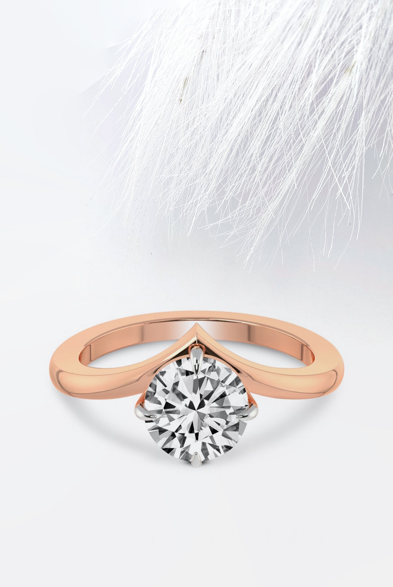 Round Cut Moissanite Chevron Diamond Engagement Ring For Women