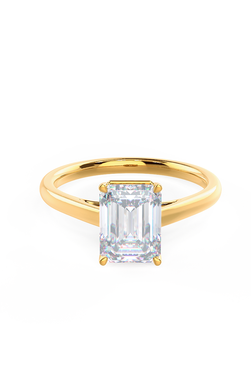 1.75ct Cathedral Set Emerald Cut Moissanite Diamond Solitaire Engagement Ring