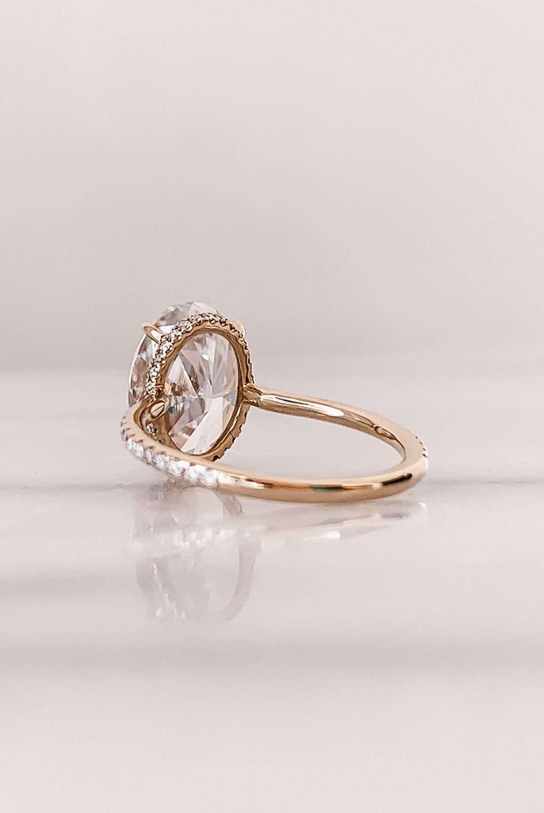 2.80CT Oval Pave Moissanite Diamond Hidden Halo Open Engagement Ring