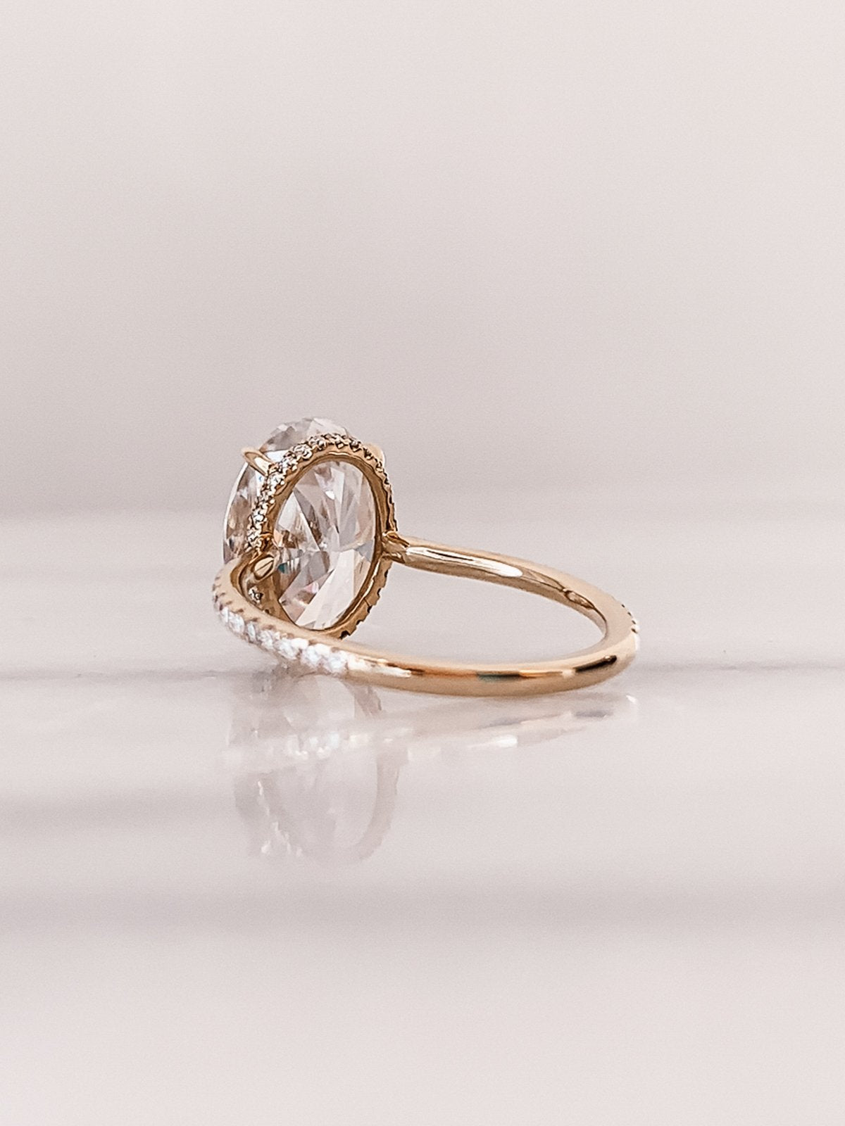 2.80CT Oval Pave Moissanite Diamond Hidden Halo Open Engagement Ring