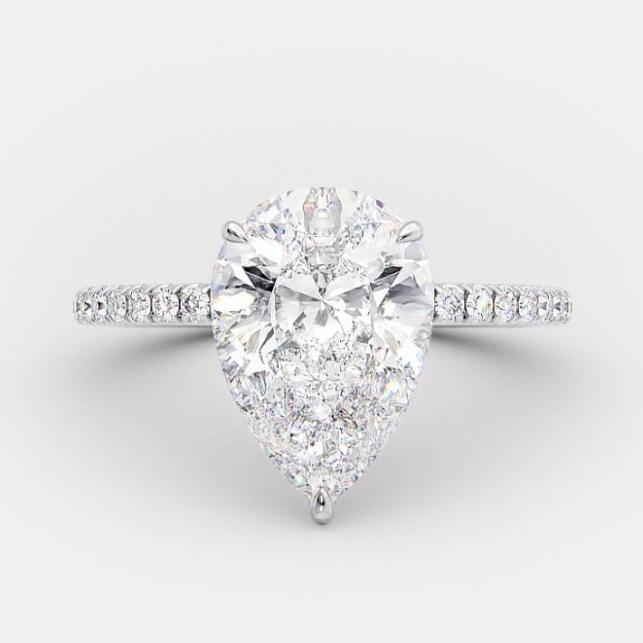 2.0ct Pear Moissanite Diamond Pave Engagement Ring For Women