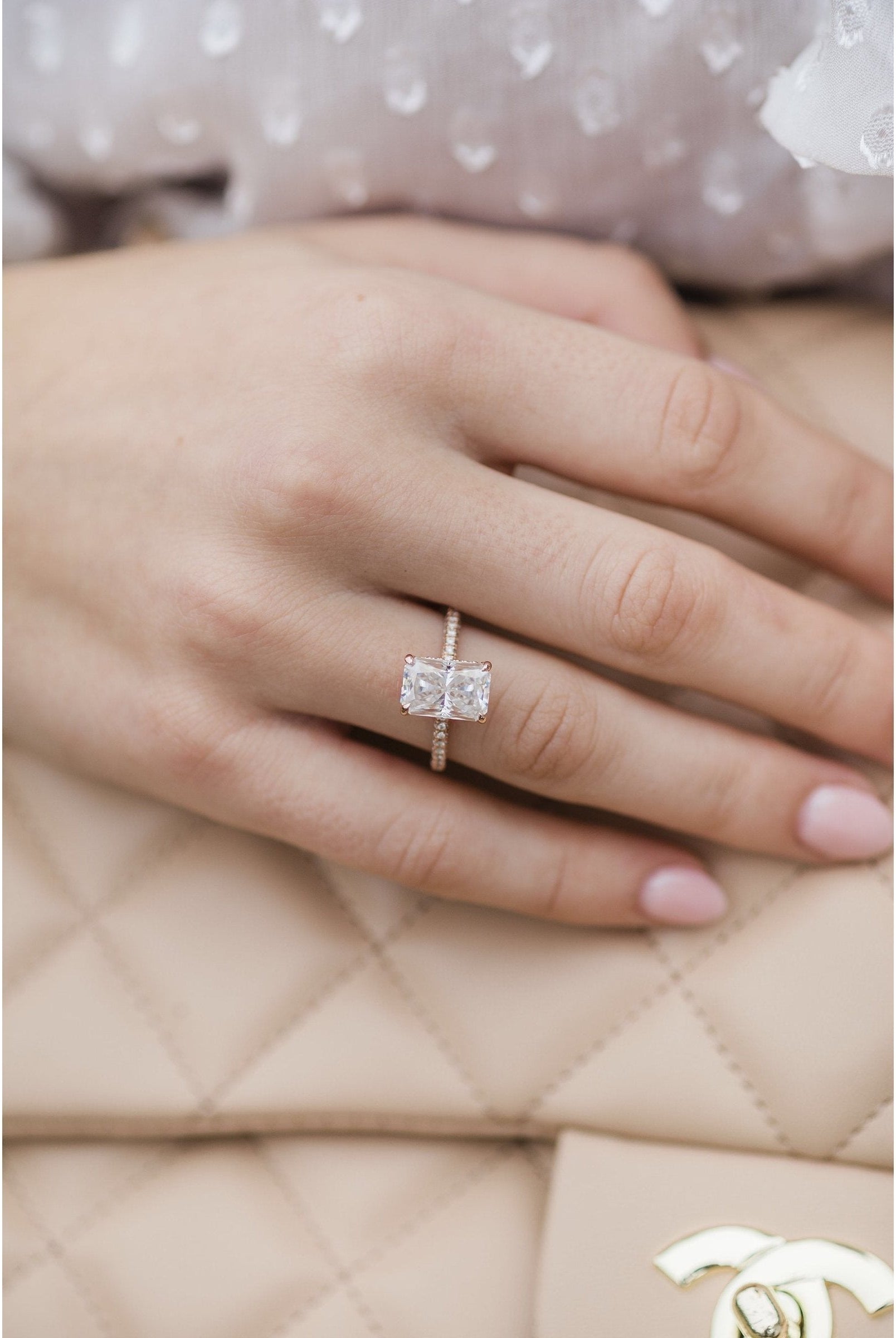 Bezel-set moissanite rings