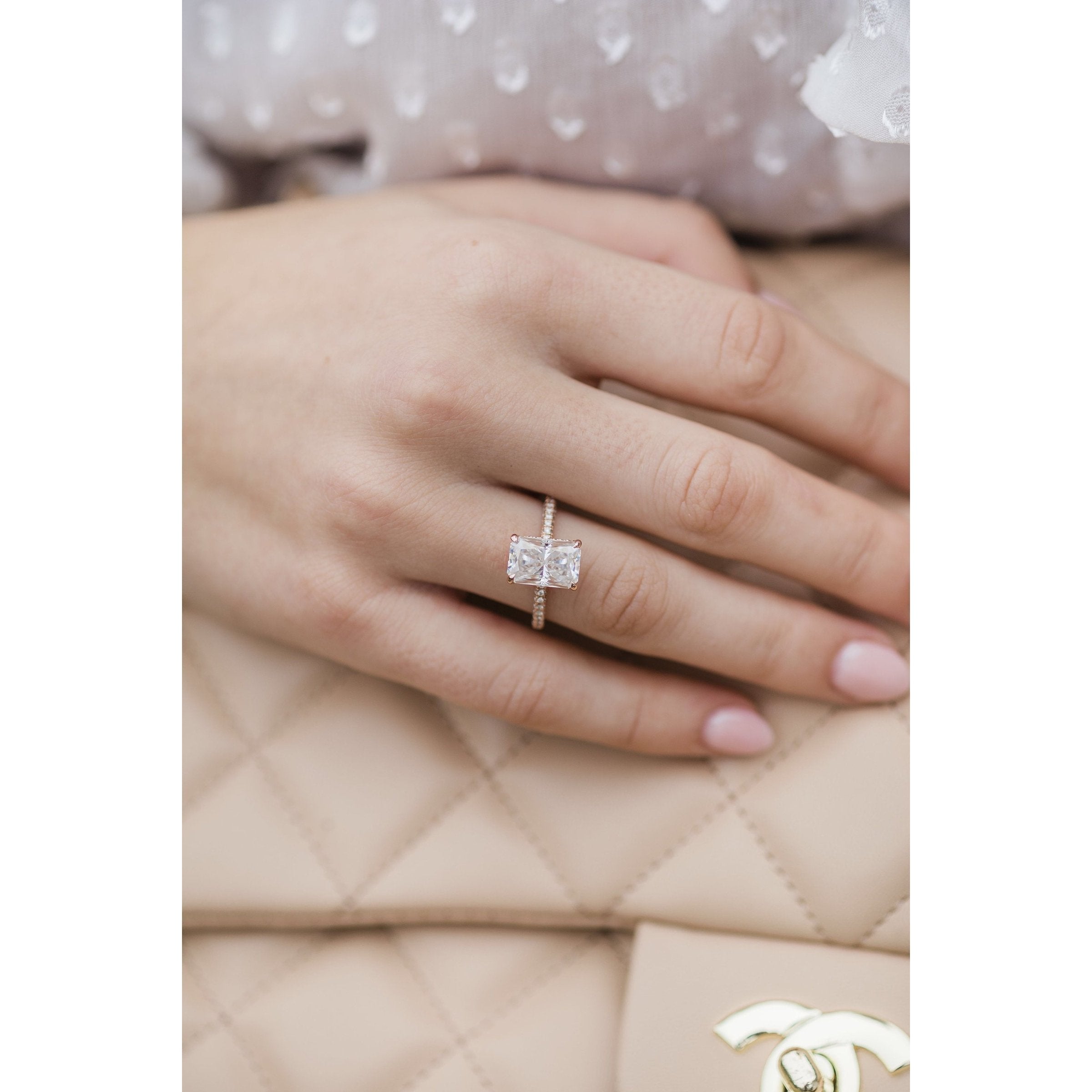 Bezel-set moissanite rings