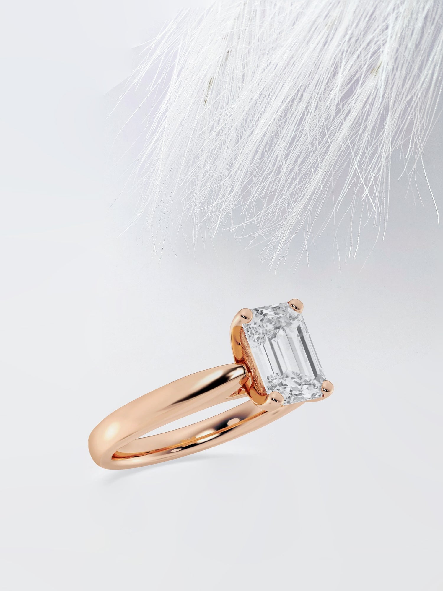 Emerald Cut Diamond Cathedral Moissanite Engagement Ring For Her