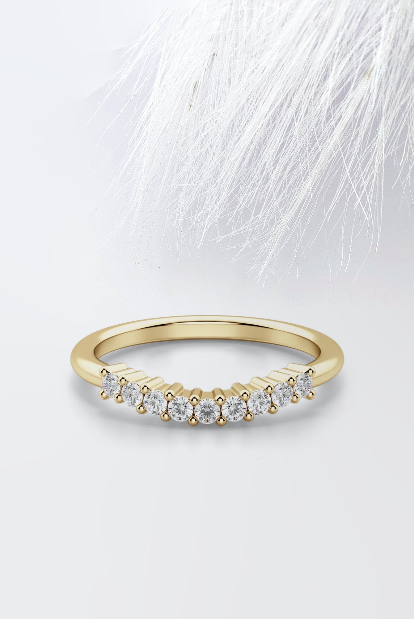 Round Cut Moissanite Diamond Wedding Band in White Gold