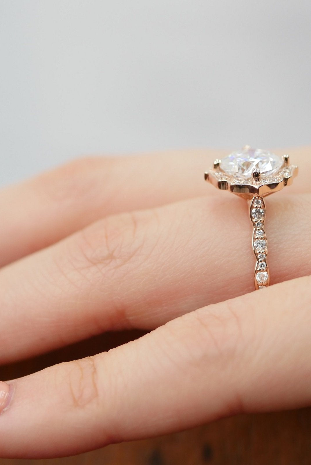 2.30CT Cushion Vintage Halo Moissanite Diamond Engagement Ring For Women