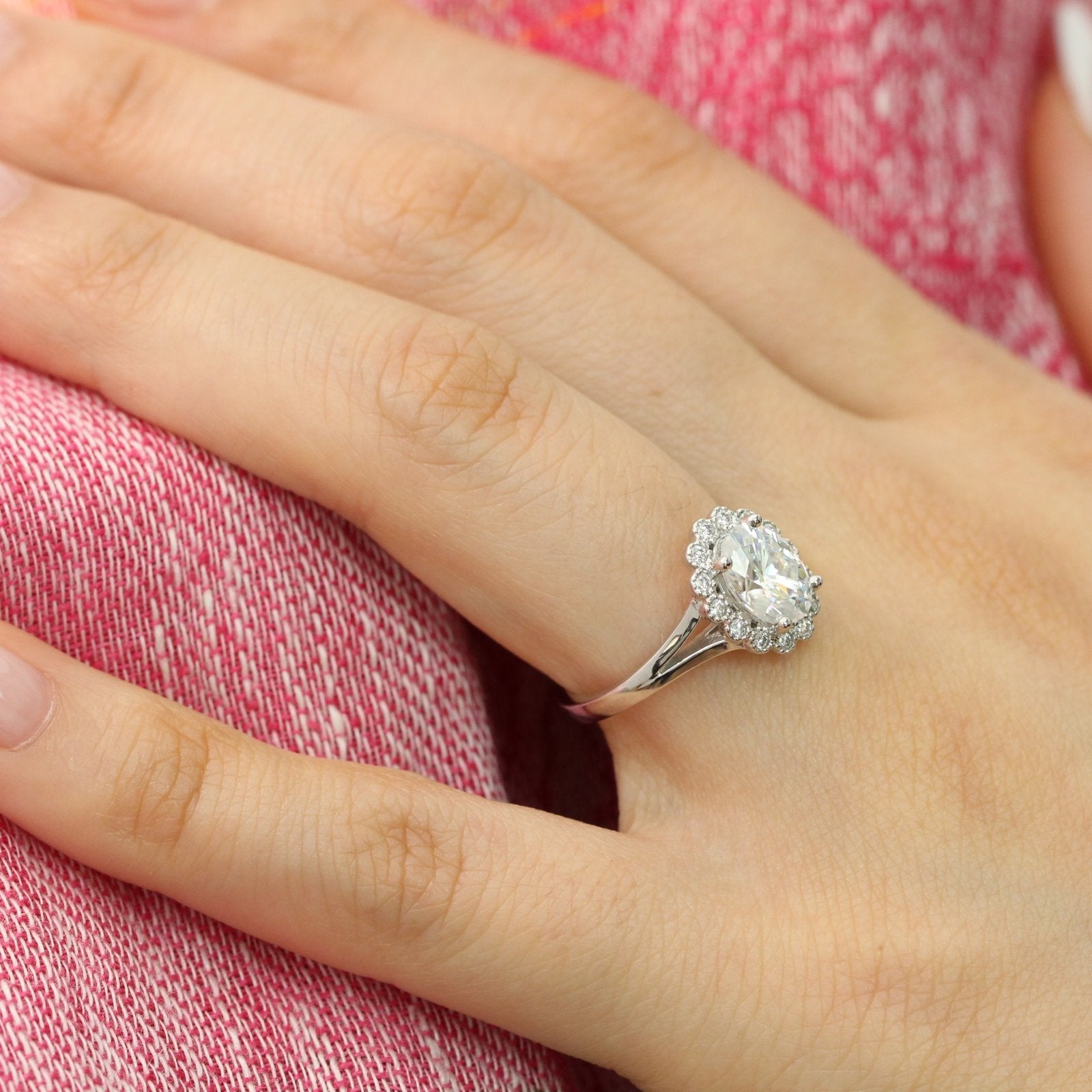 1.50CT Vintage Oval Cut Diamond Moissanite Halo Engagement Ring