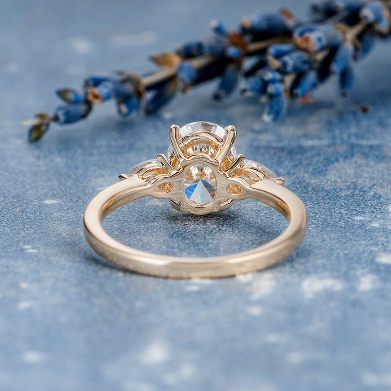 1.50CT Oval Cut 3 Stone Moissanite Diamond Engagement Ring