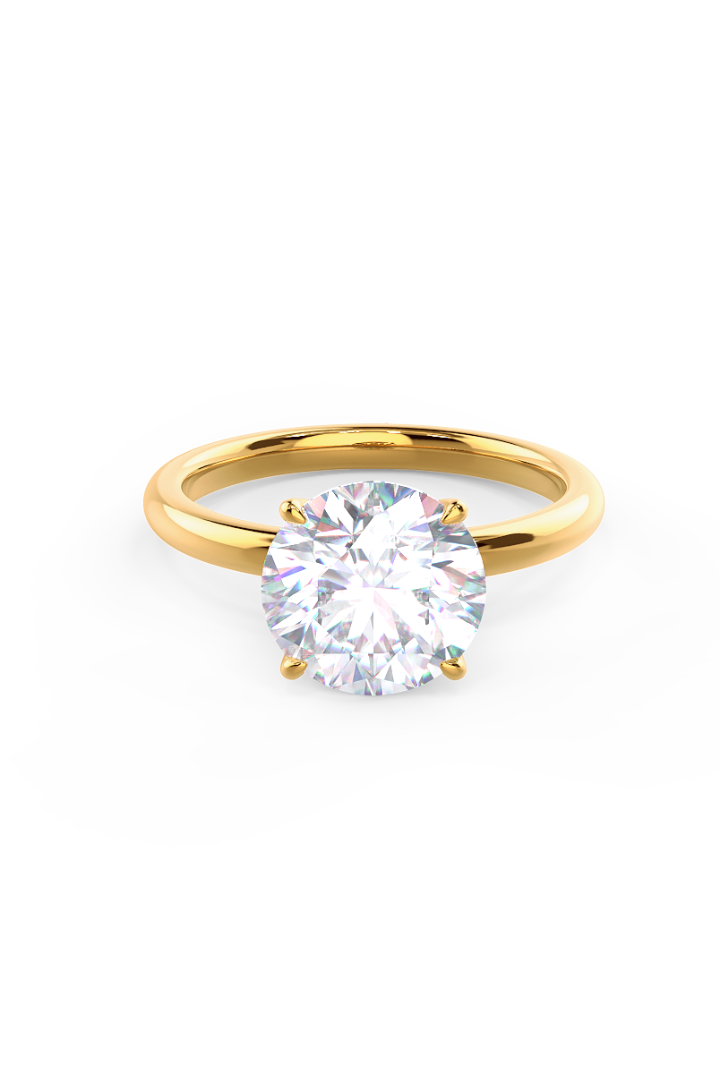 2.25ct Round Four Prong Moissnaite Diamond Engagement Ring In 14K Solid Gold