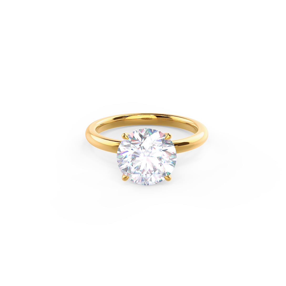 2.25ct Round Four Prong Moissnaite Diamond Engagement Ring In 14K Solid Gold