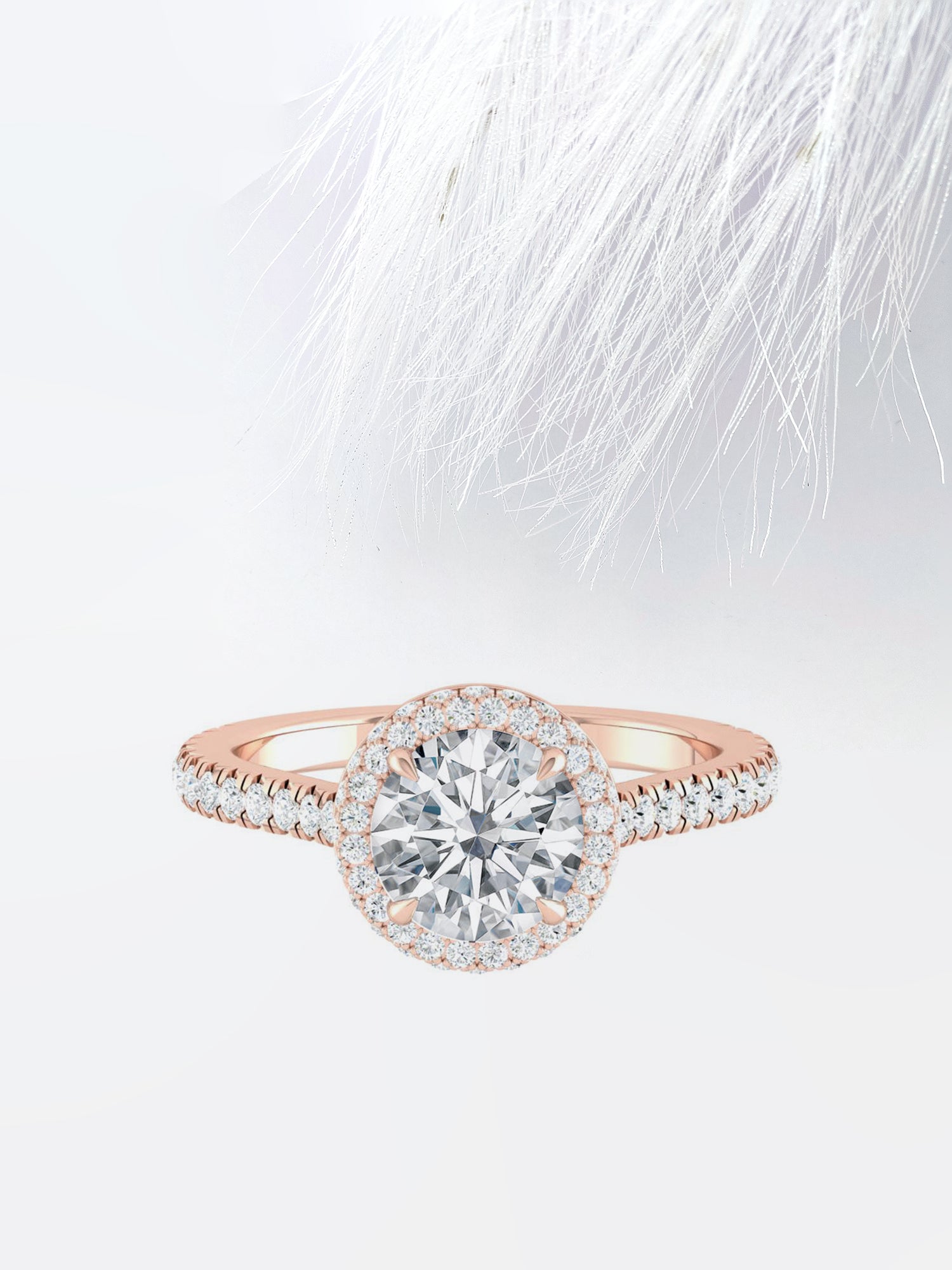 Round Cut Diamond Halo Moissanite Engagement Ring For Women