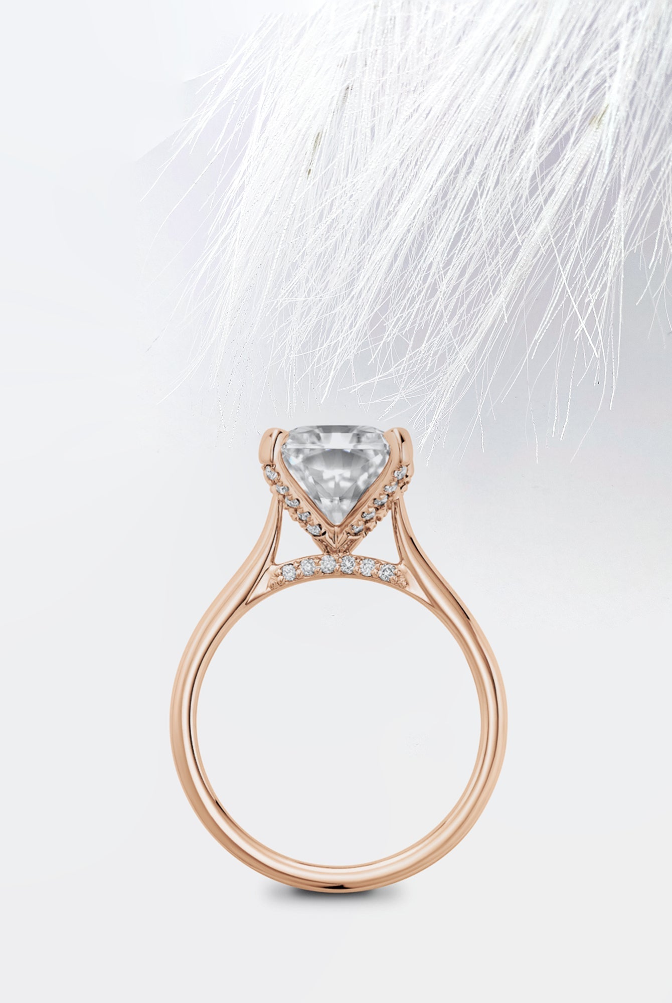 Round Diamond Cathedral Moissanite Engagement Ring For Women