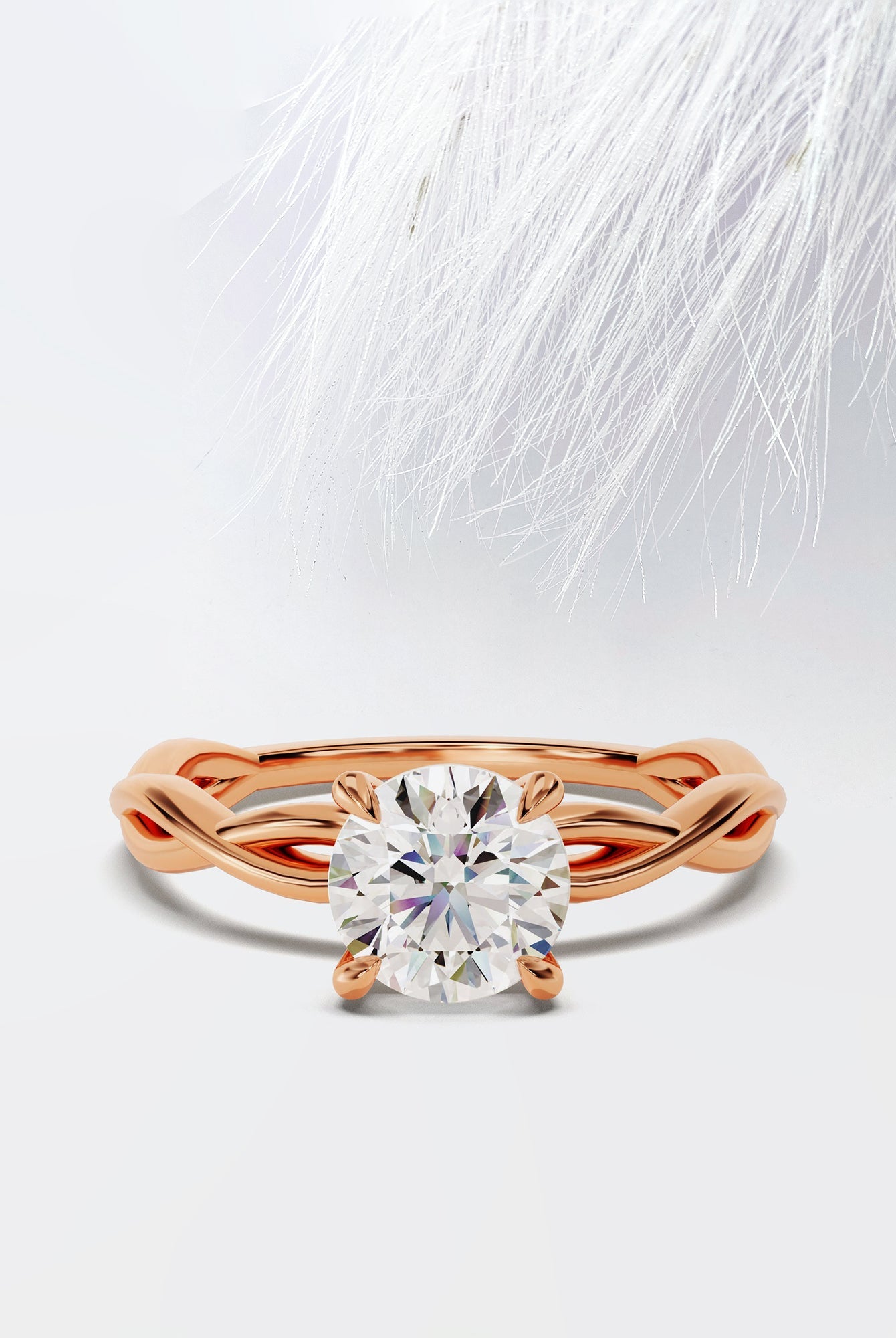 Round Cut Diamond Twisted Moissanite Engagement Ring For Women