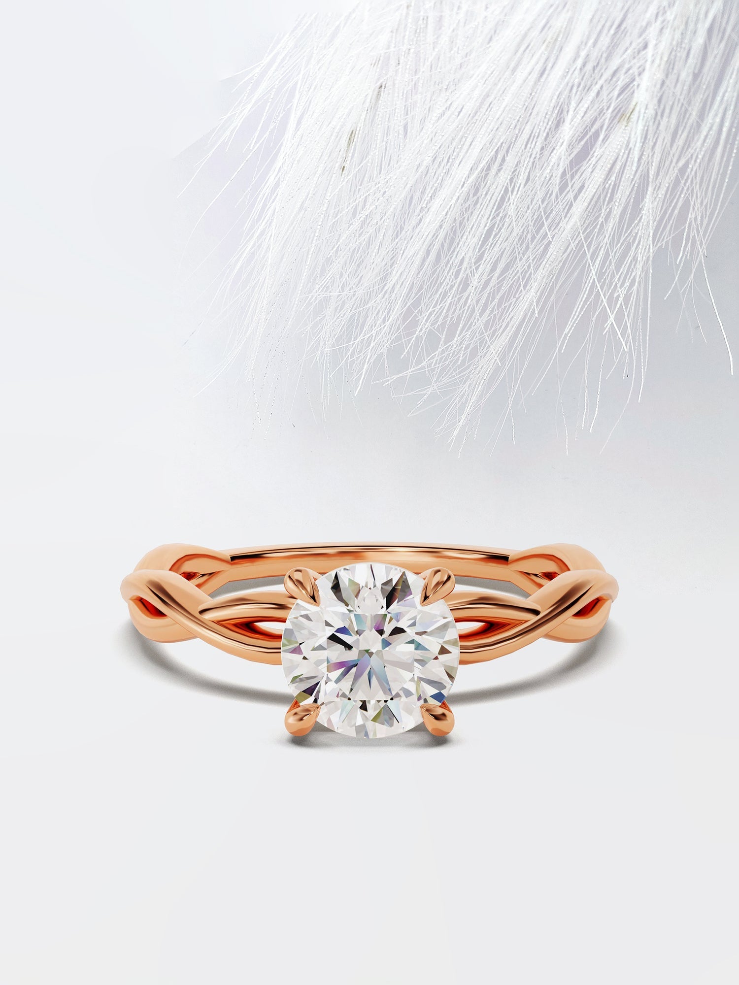 Round Cut Diamond Twisted Moissanite Engagement Ring For Women